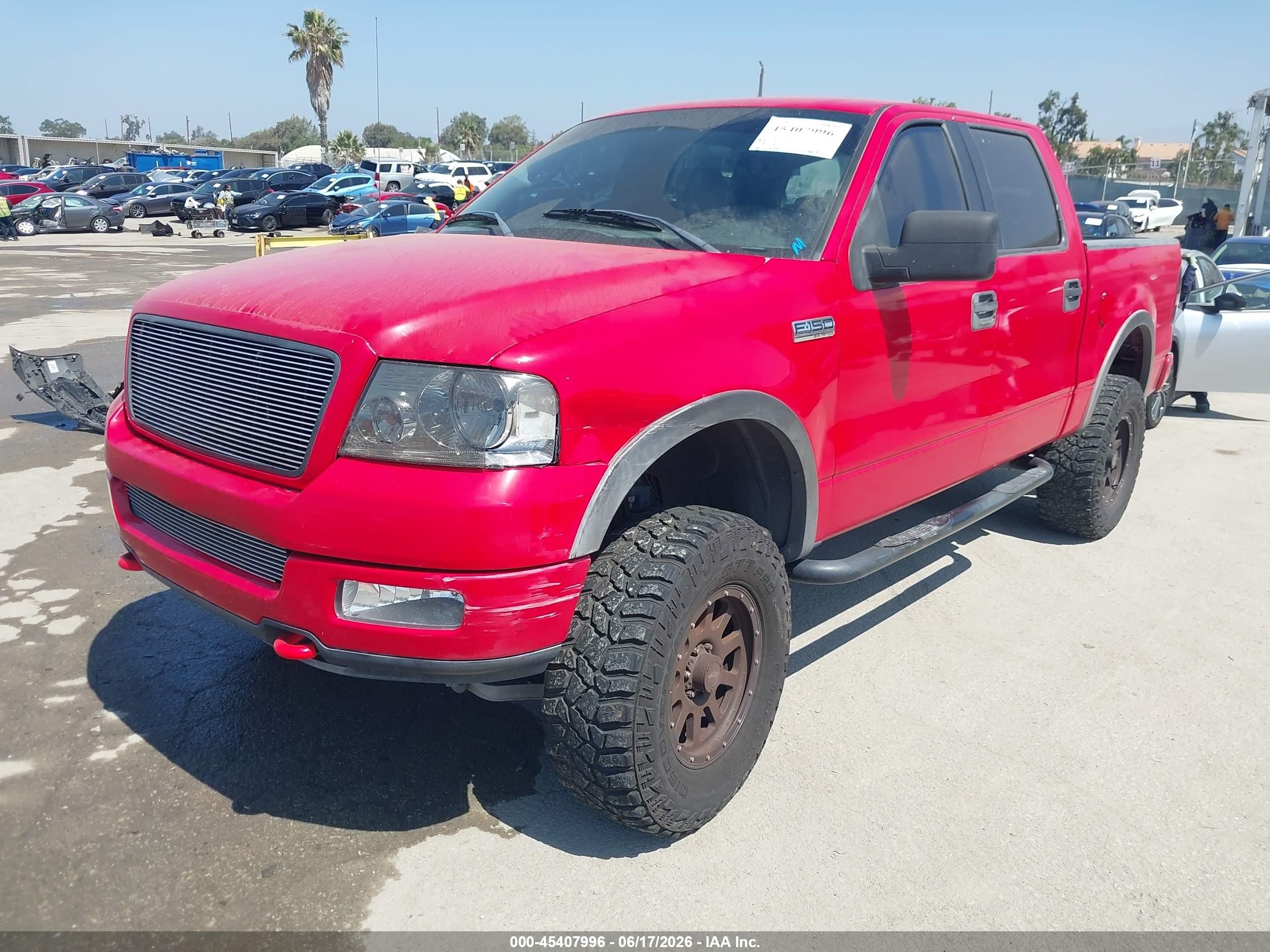 2004 Ford F-150 Fx4/lariat/xlt Red vin: 1FTPW14534KA08452