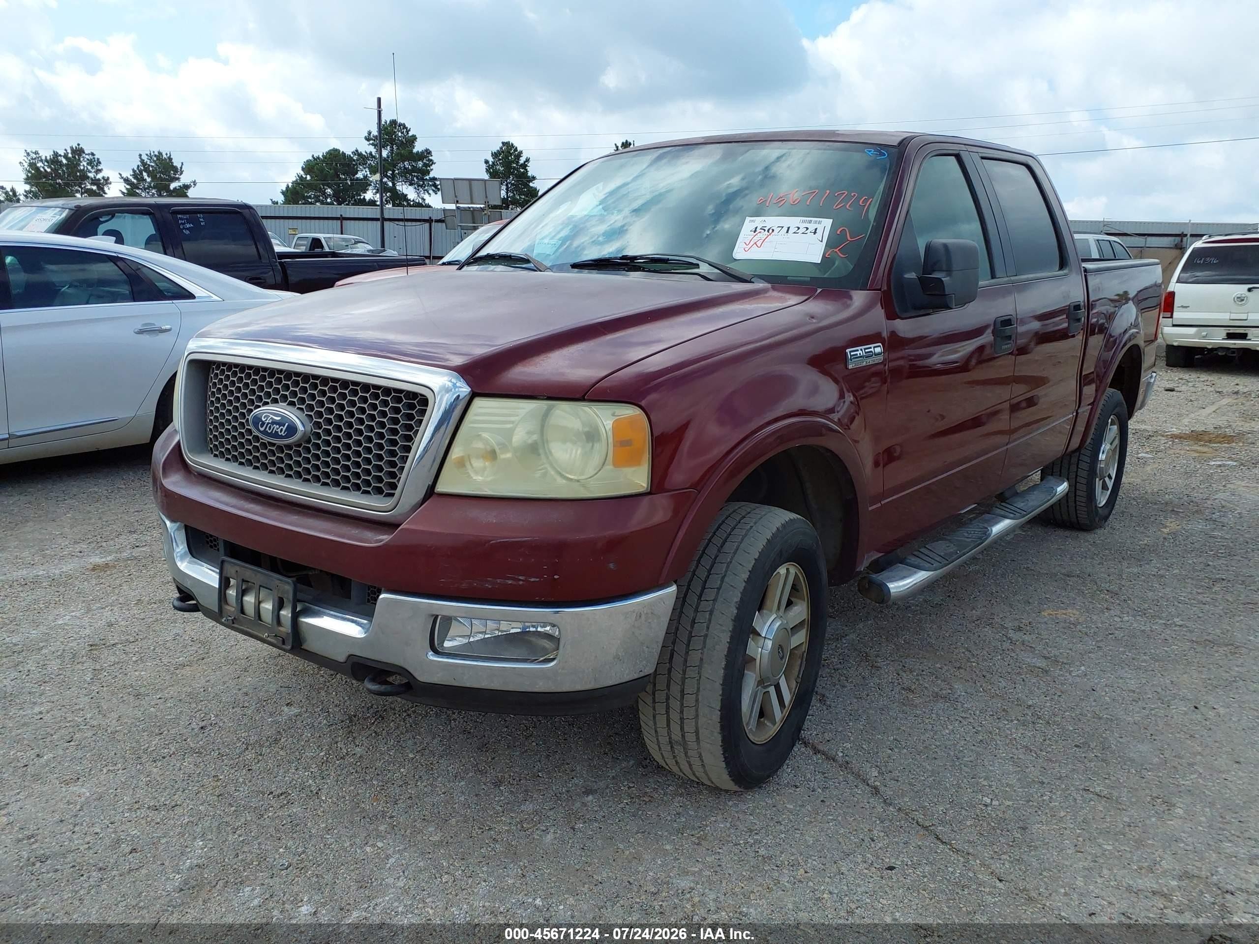 2005 Ford F-150 Fx4/lariat/xlt Burgundy vin: 1FTPW14535KE05872
