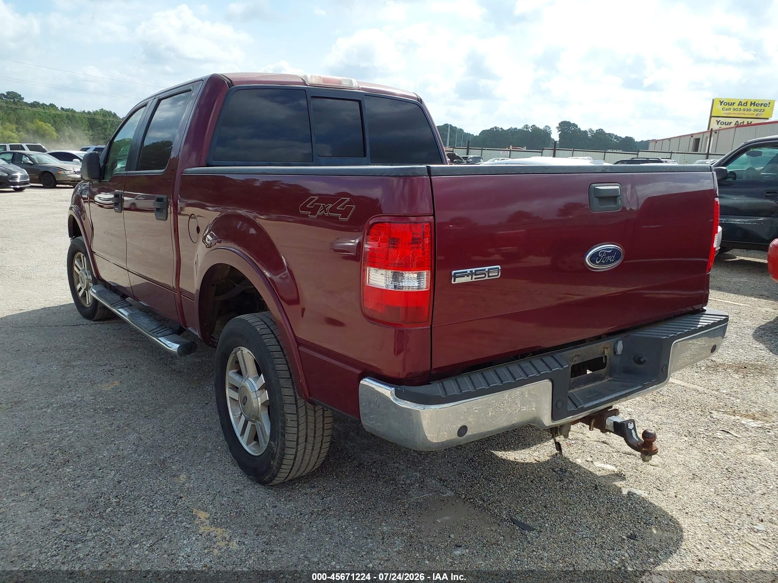 2005 Ford F-150 Fx4/lariat/xlt Burgundy vin: 1FTPW14535KE05872
