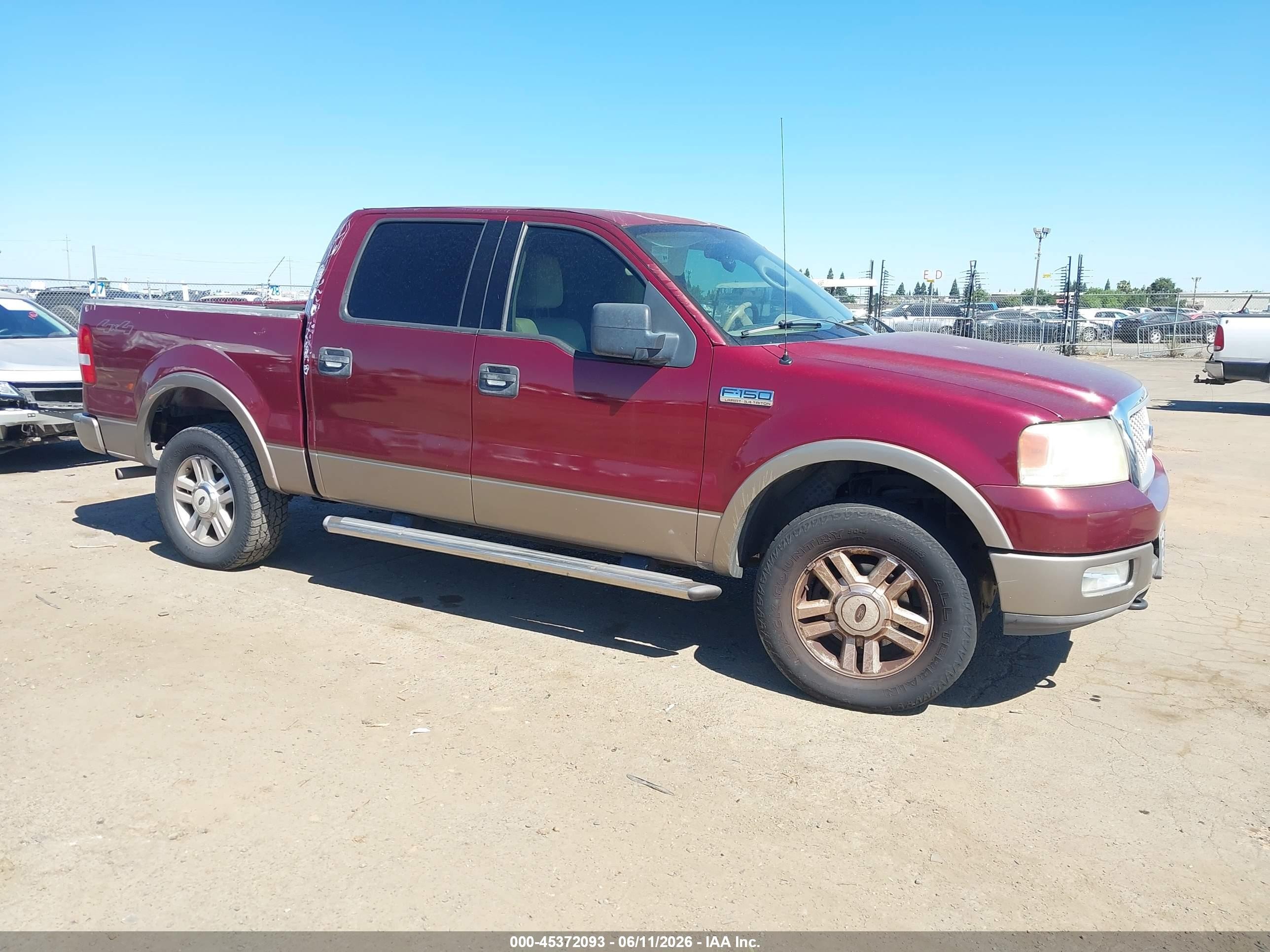 2004 Ford F-150 Fx4/lariat/xlt Burgundy vin: 1FTPW14544KD34616