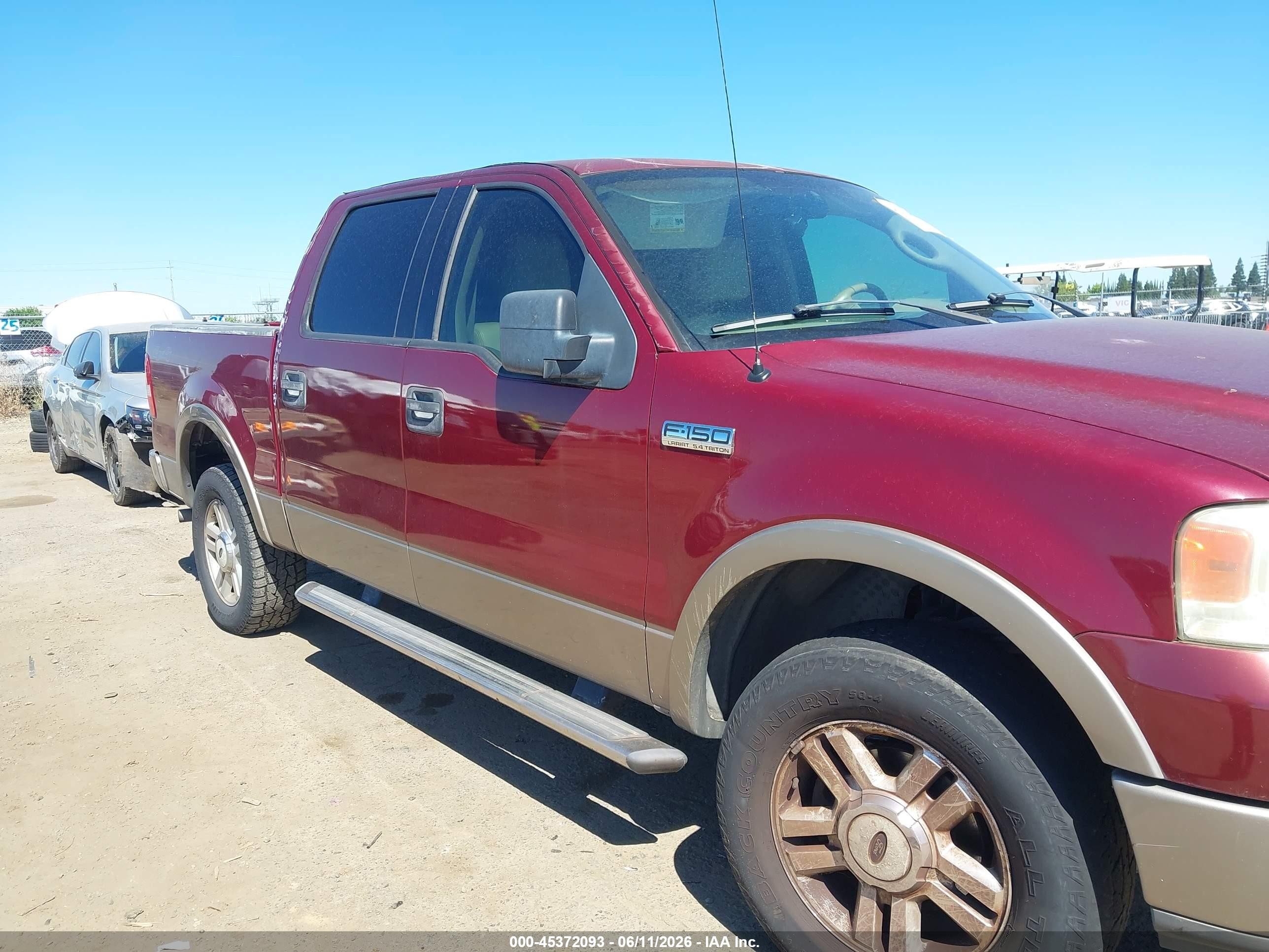 2004 Ford F-150 Fx4/lariat/xlt Burgundy vin: 1FTPW14544KD34616