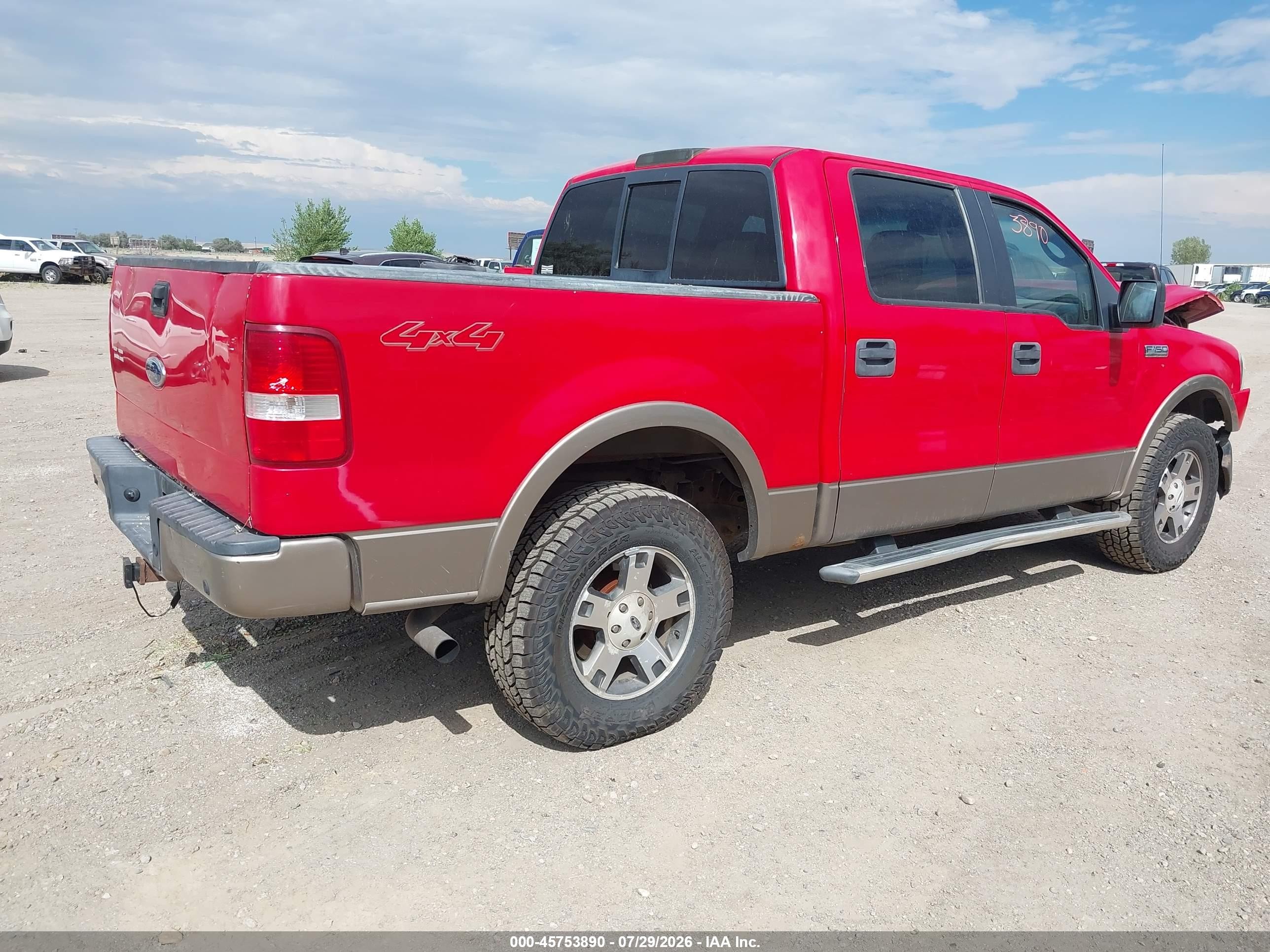 2005 Ford F-150 Fx4/lariat/xlt Red vin: 1FTPW14545FA08406