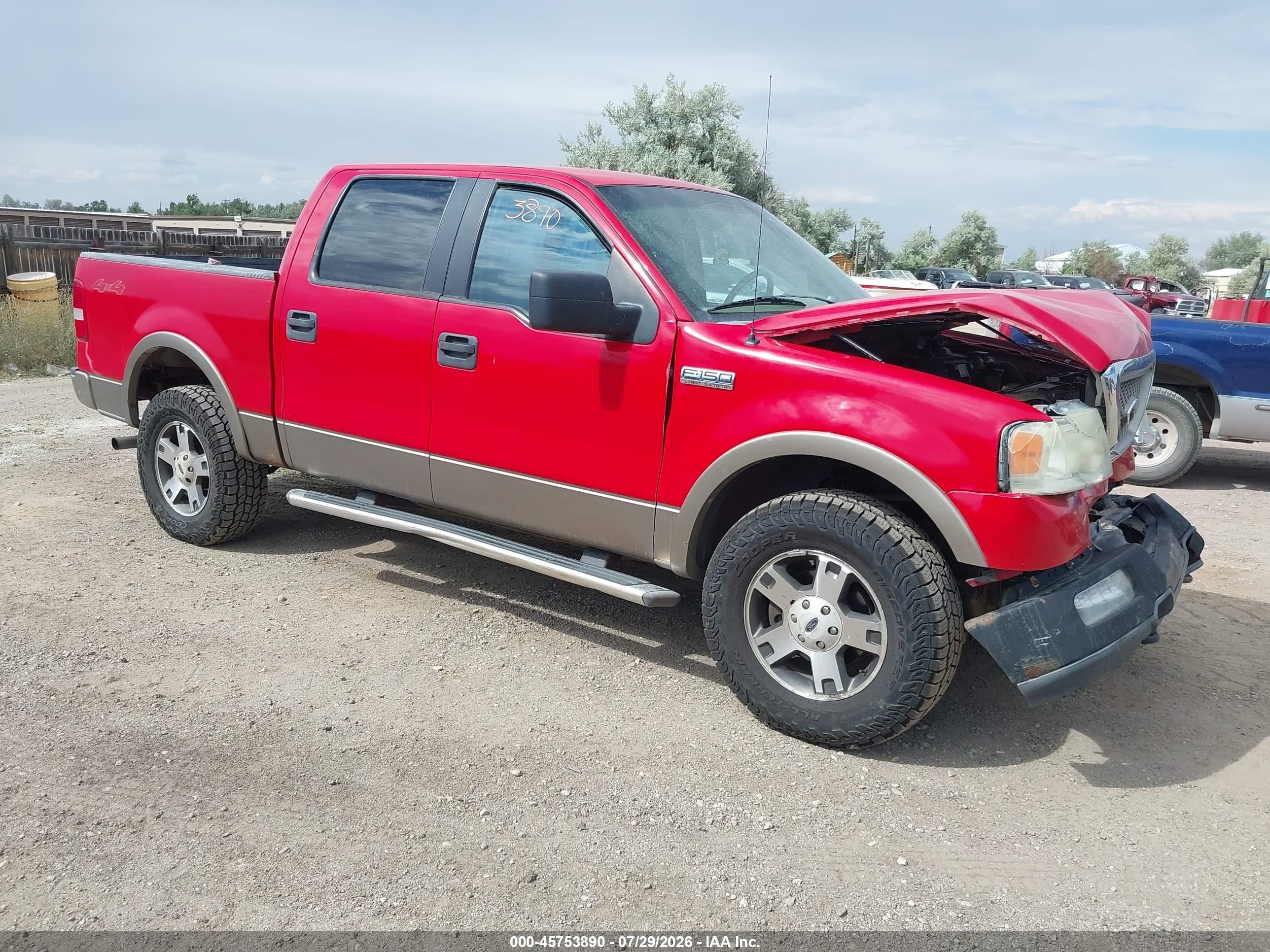2005 Ford F-150 Fx4/lariat/xlt Red vin: 1FTPW14545FA08406
