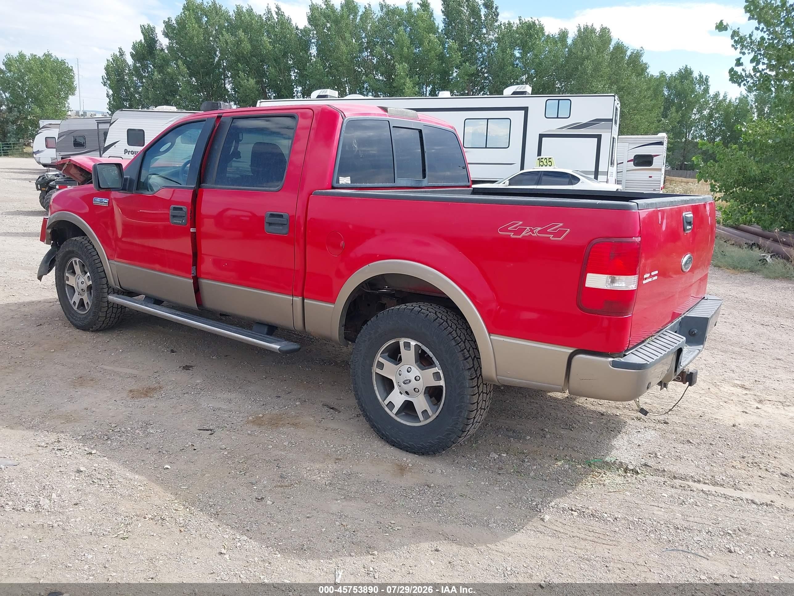 2005 Ford F-150 Fx4/lariat/xlt Red vin: 1FTPW14545FA08406