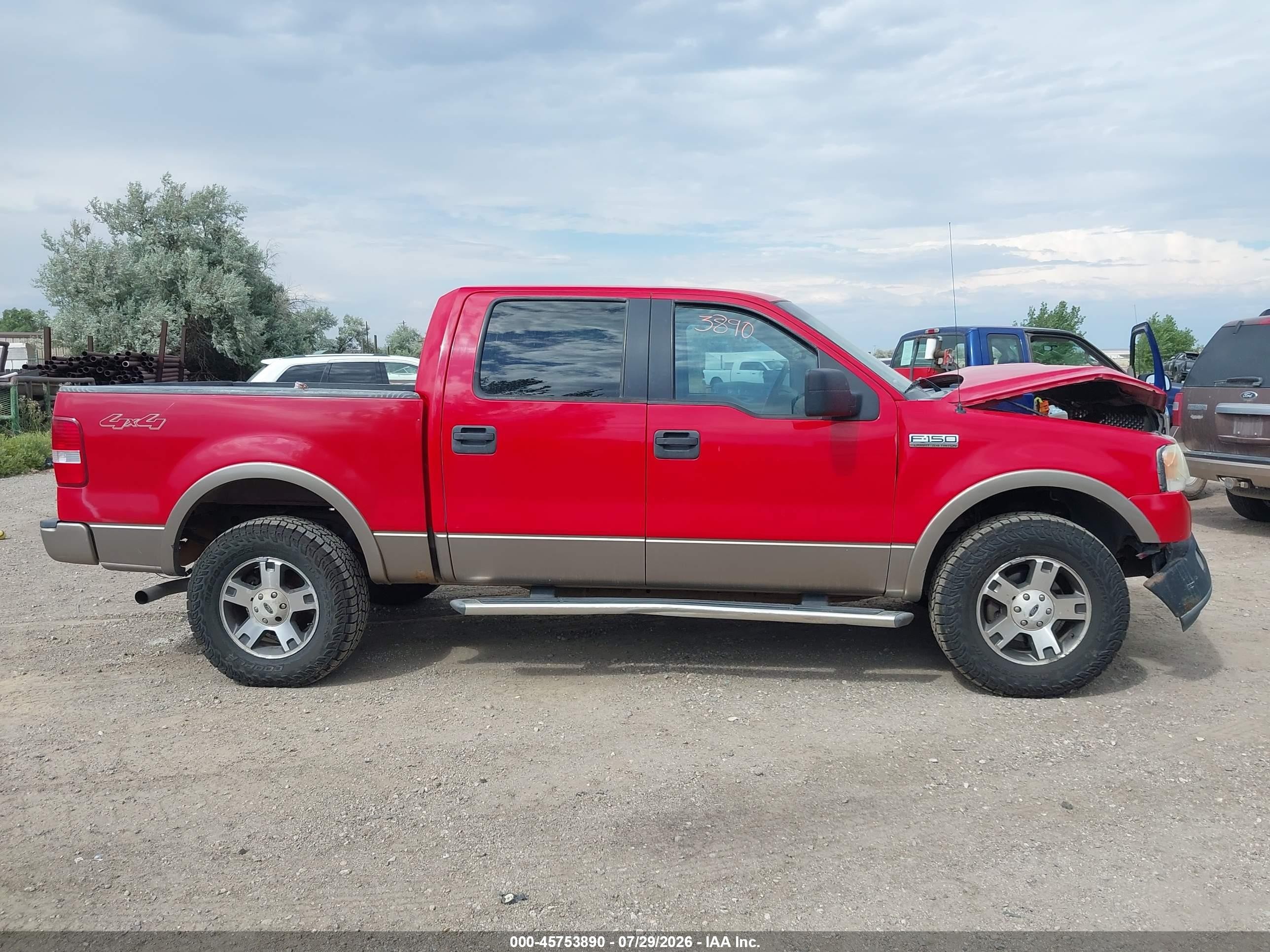 2005 Ford F-150 Fx4/lariat/xlt Red vin: 1FTPW14545FA08406