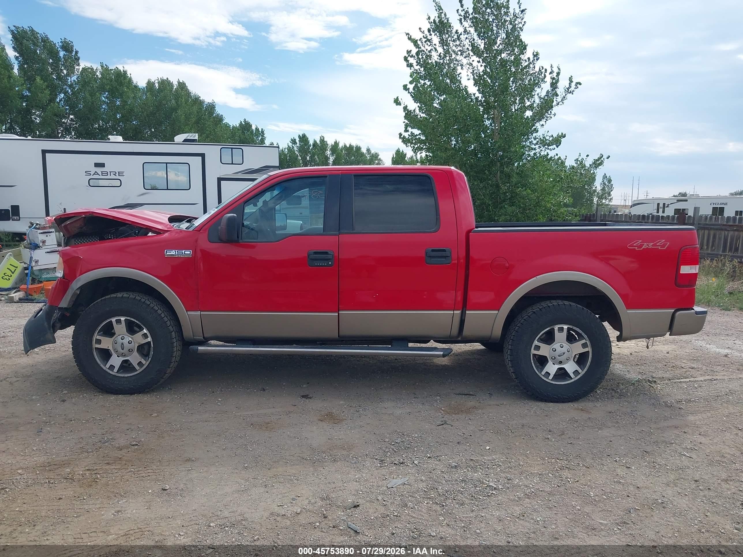2005 Ford F-150 Fx4/lariat/xlt Red vin: 1FTPW14545FA08406
