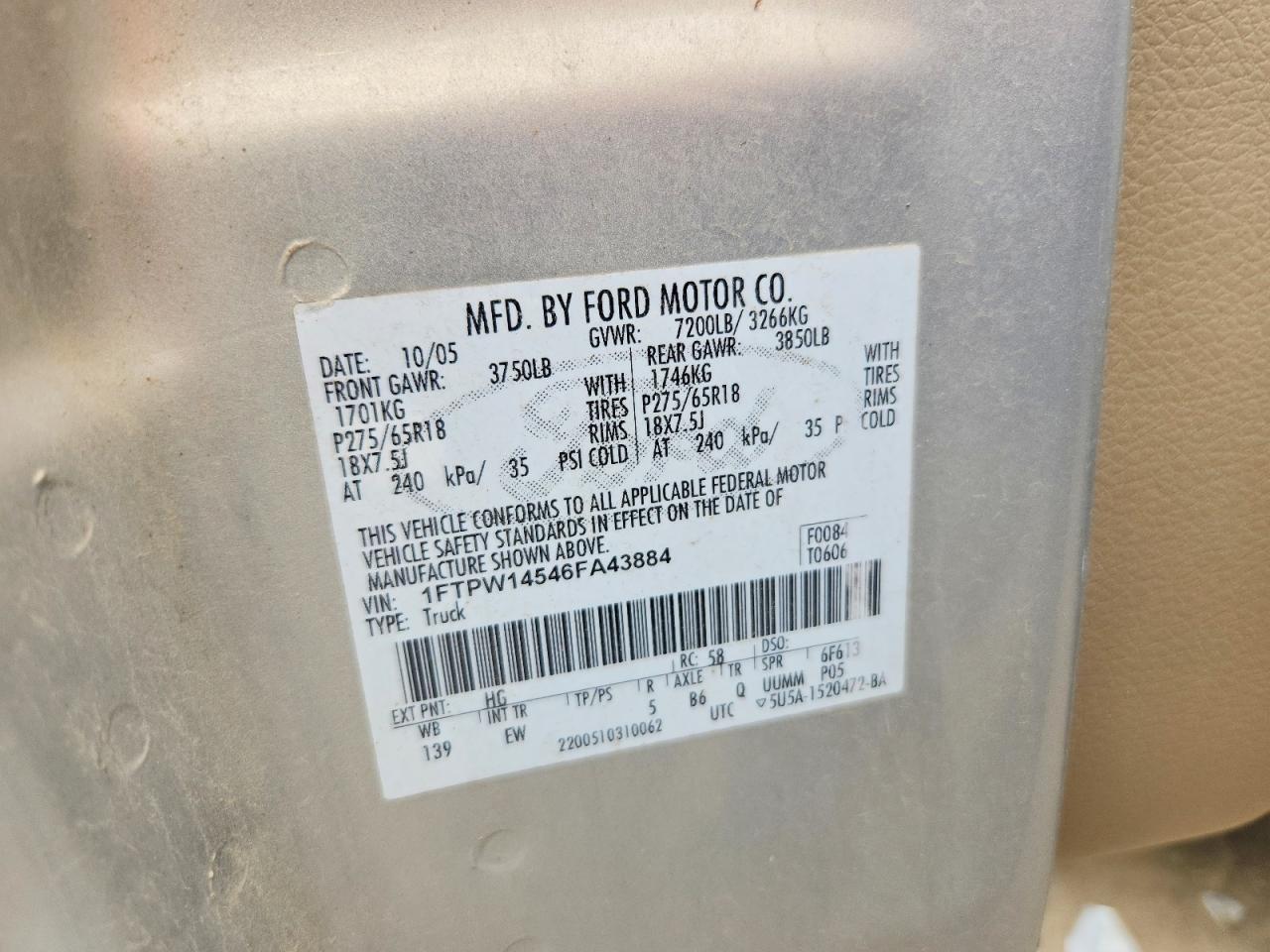 2006 Ford F150 Supercrew Gray vin: 1FTPW14546FA43884