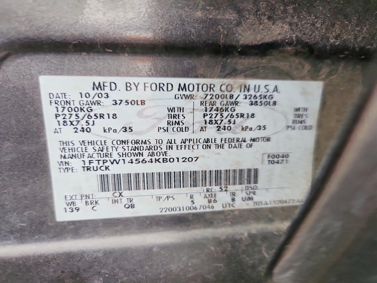 2004 Ford F150 Supercrew Gray vin: 1FTPW14564KB01207