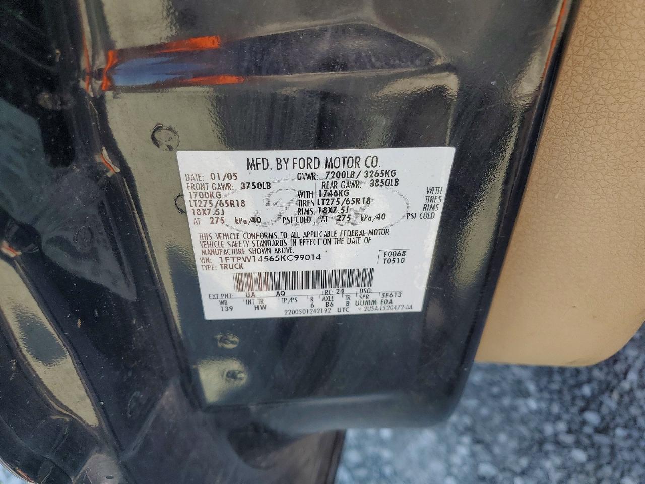 2005 Ford F150 Supercrew Черный vin: 1FTPW14565KC99014