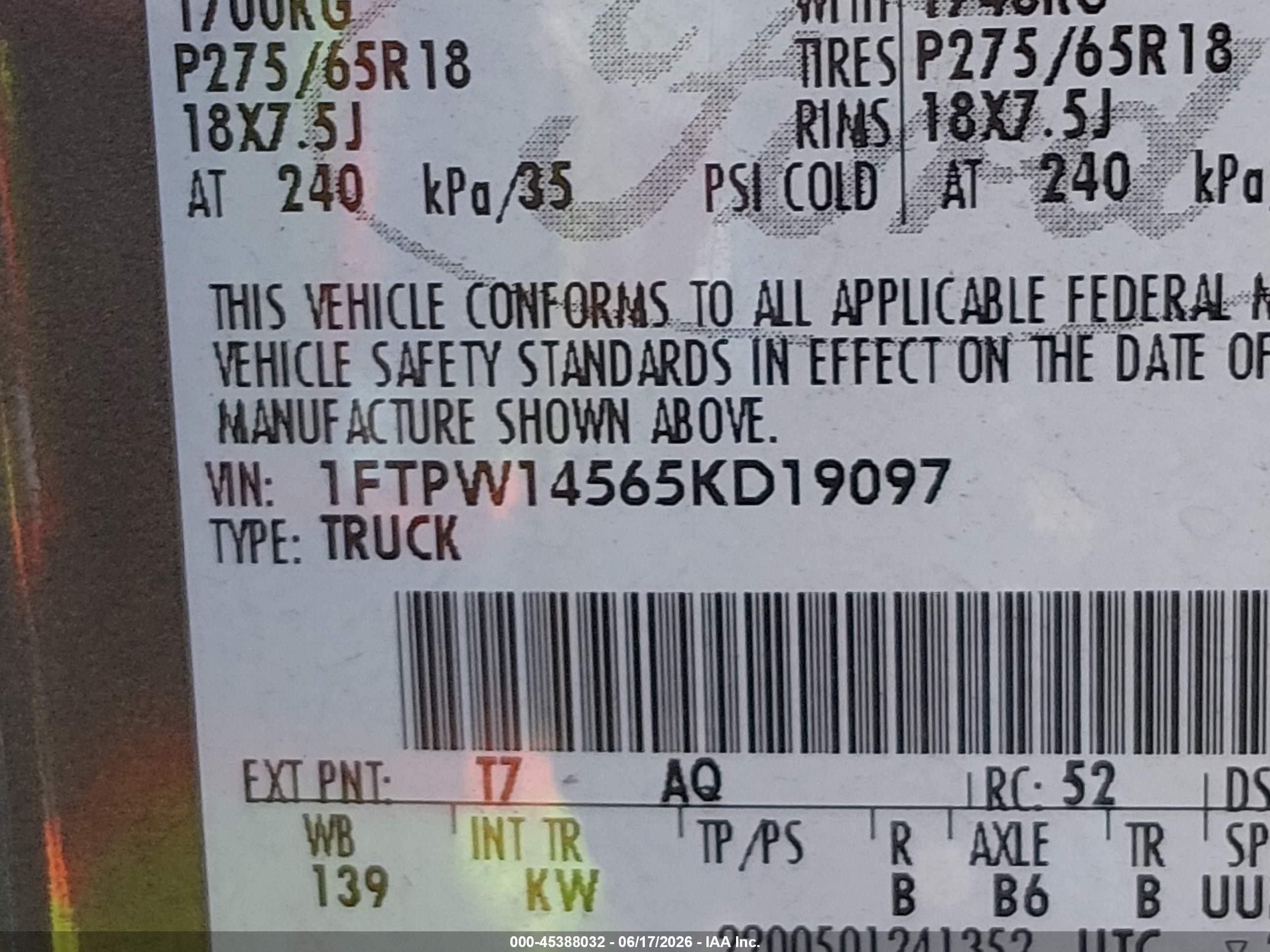 2005 Ford F-150 Fx4/lariat/xlt Brown vin: 1FTPW14565KD19097