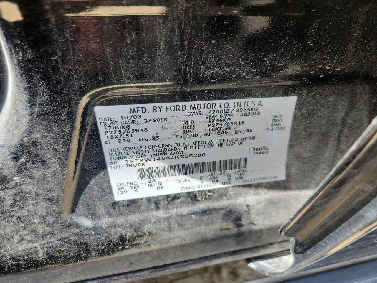 2004 Ford F150 Supercrew Черный vin: 1FTPW14584KB28280