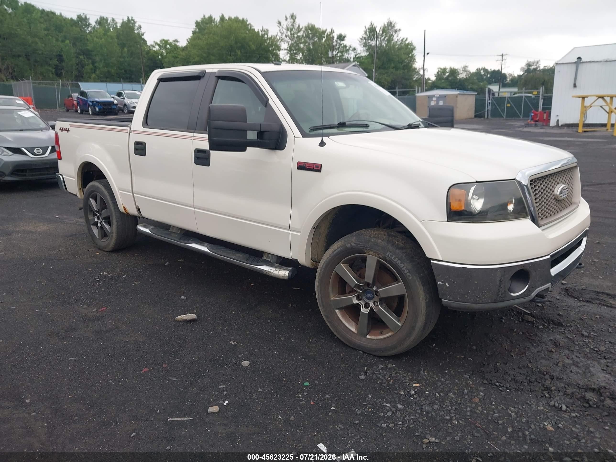 2008 Ford F-150 Lariat White vin: 1FTPW14588FA41199