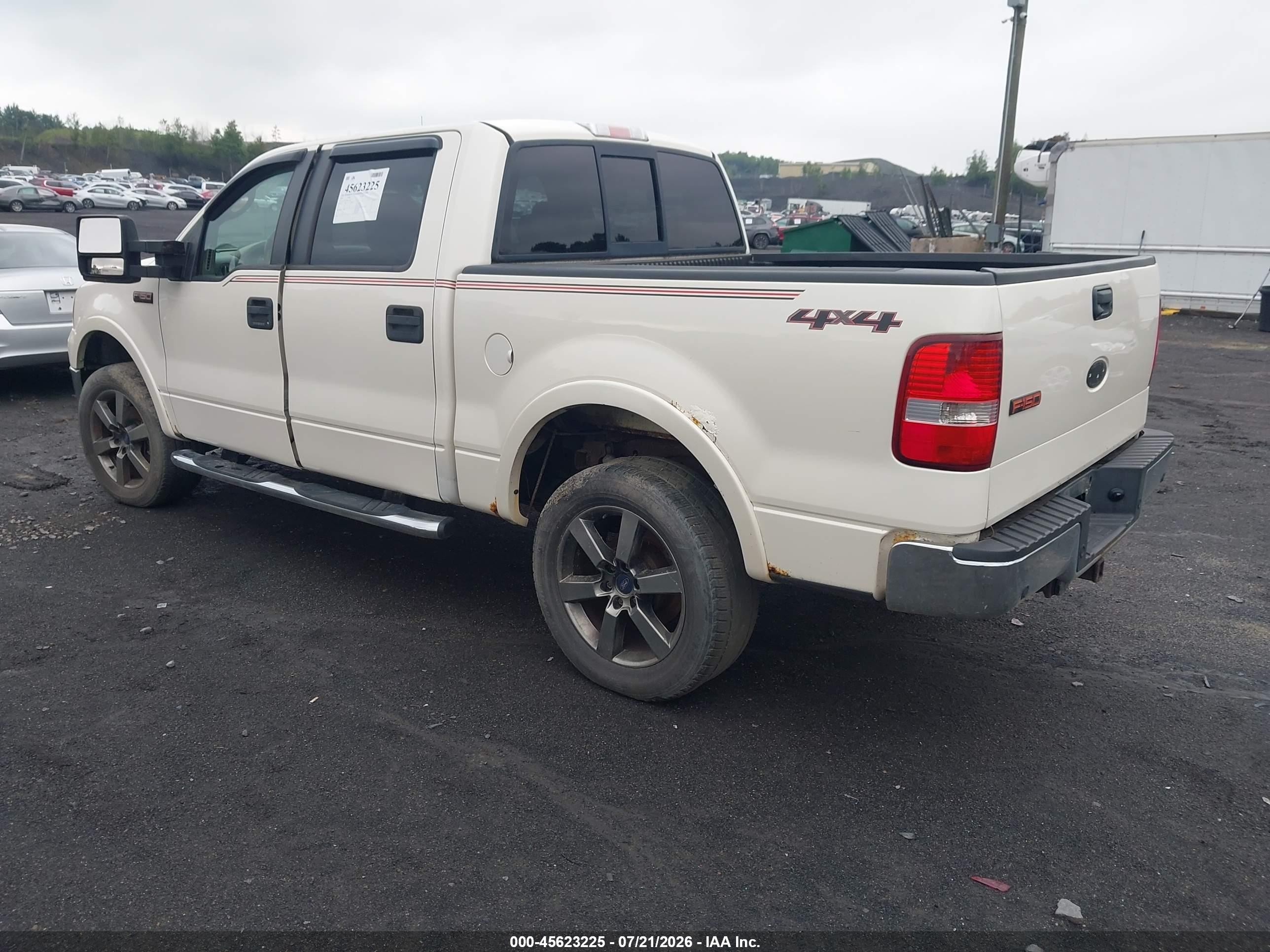 2008 Ford F-150 Lariat White vin: 1FTPW14588FA41199