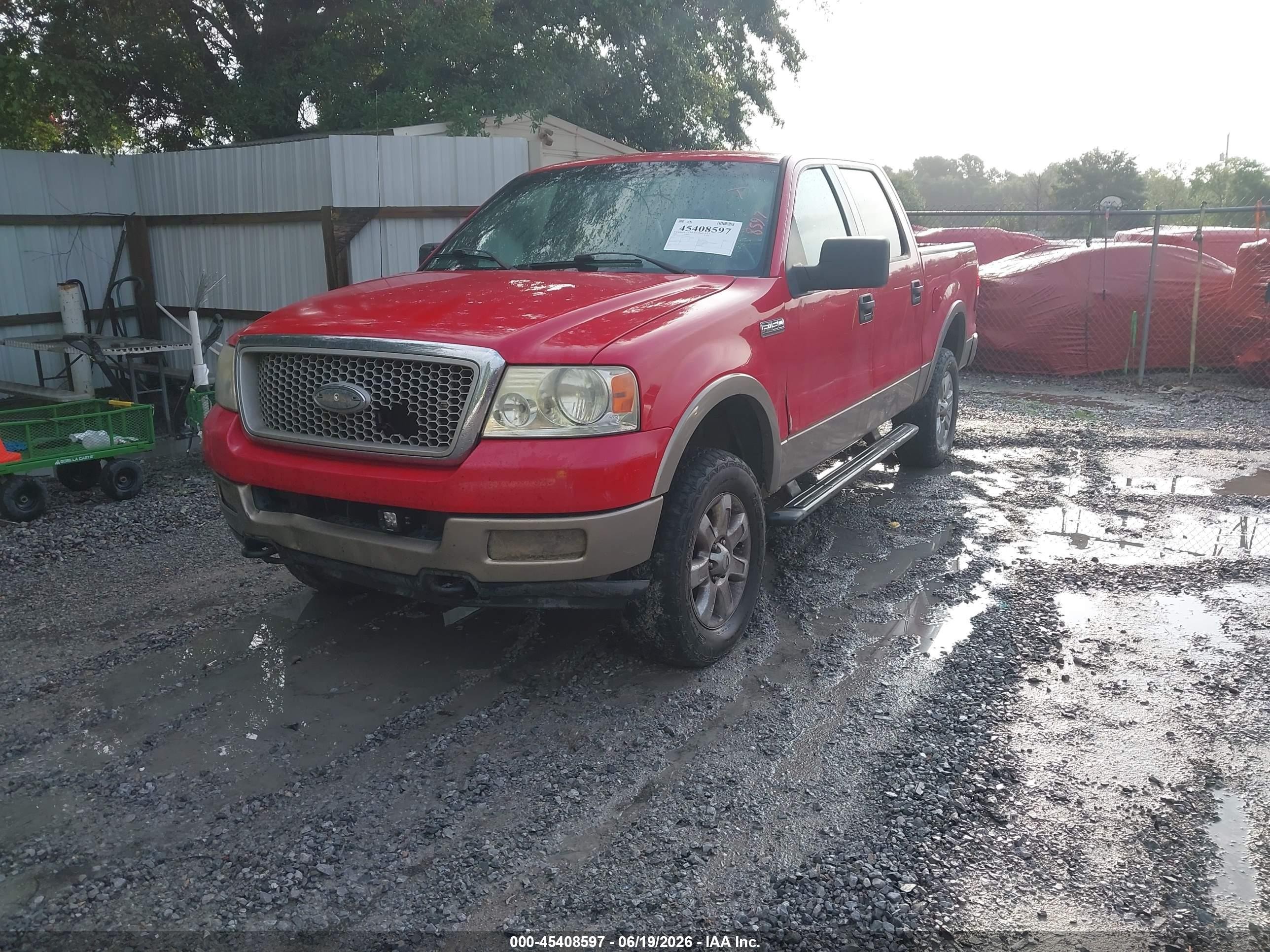 2004 Ford F-150 Fx4/lariat/xlt Red vin: 1FTPW14594KB00536