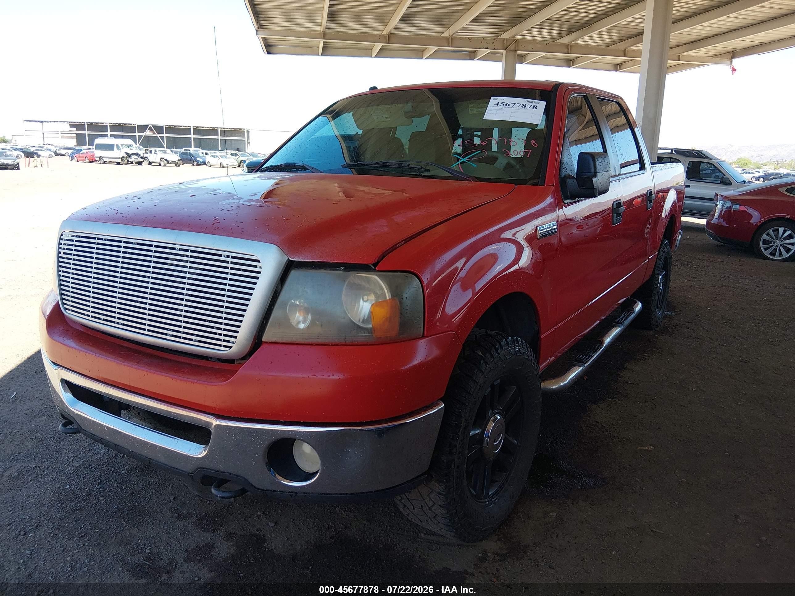 2007 Ford F-150 Fx4/lariat/xlt Red vin: 1FTPW14597KD23163