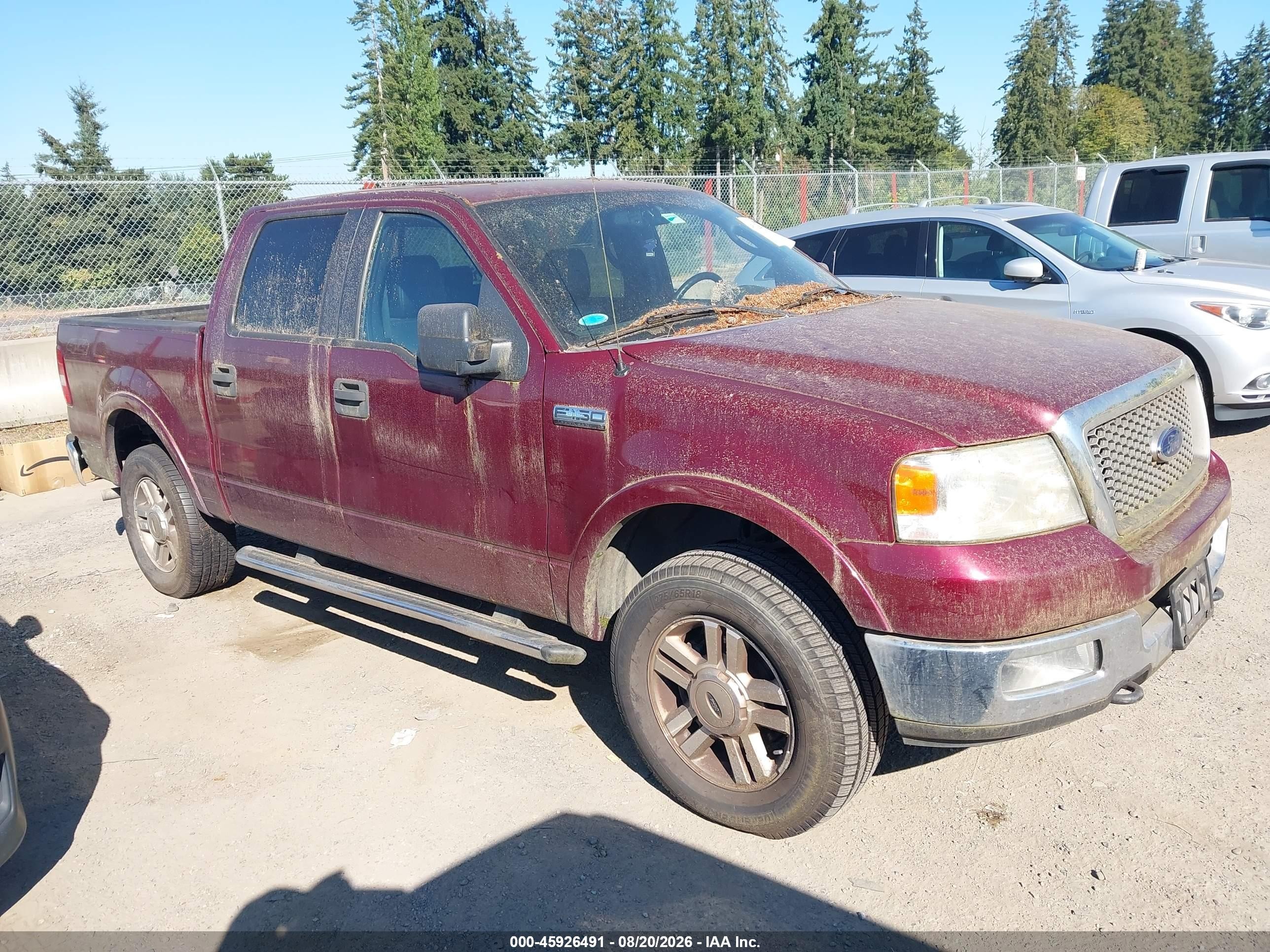 2005 Ford F-150 Fx4/lariat/xlt Maroon vin: 1FTPW145X5FB31272