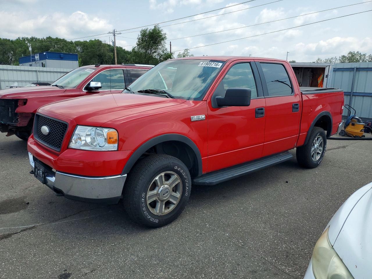 2005 Ford F-150 Red vin: 1FTPW145X5FB73196