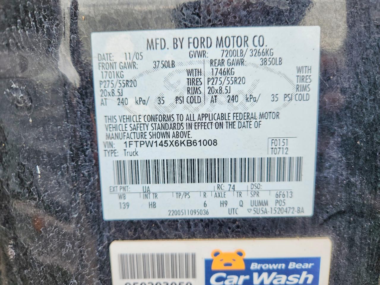 2006 Ford F150 Supercrew Black vin: 1FTPW145X6KB61008