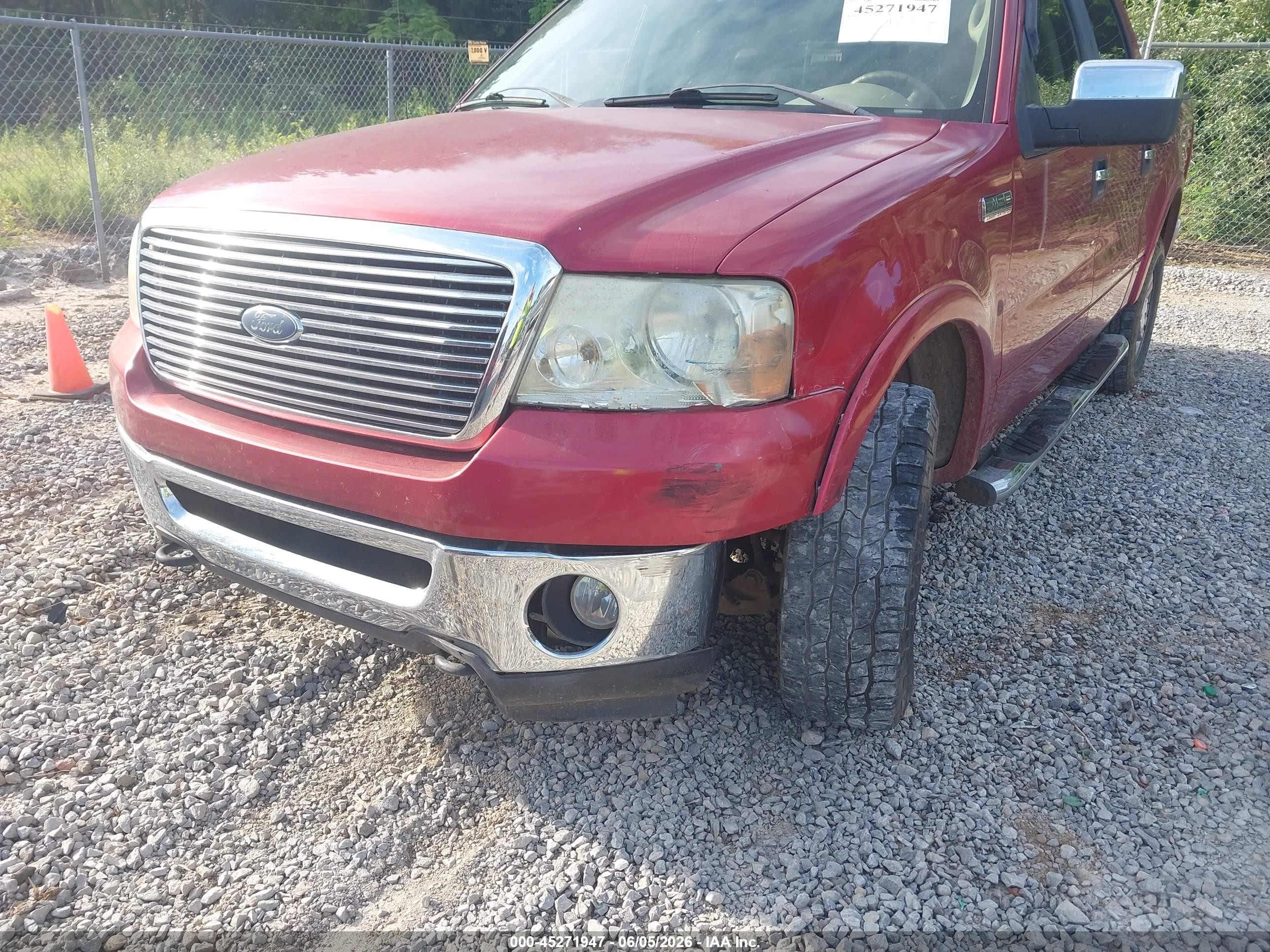 2007 Ford F-150 Fx4/lariat/xlt Red vin: 1FTPW14V07KC88447