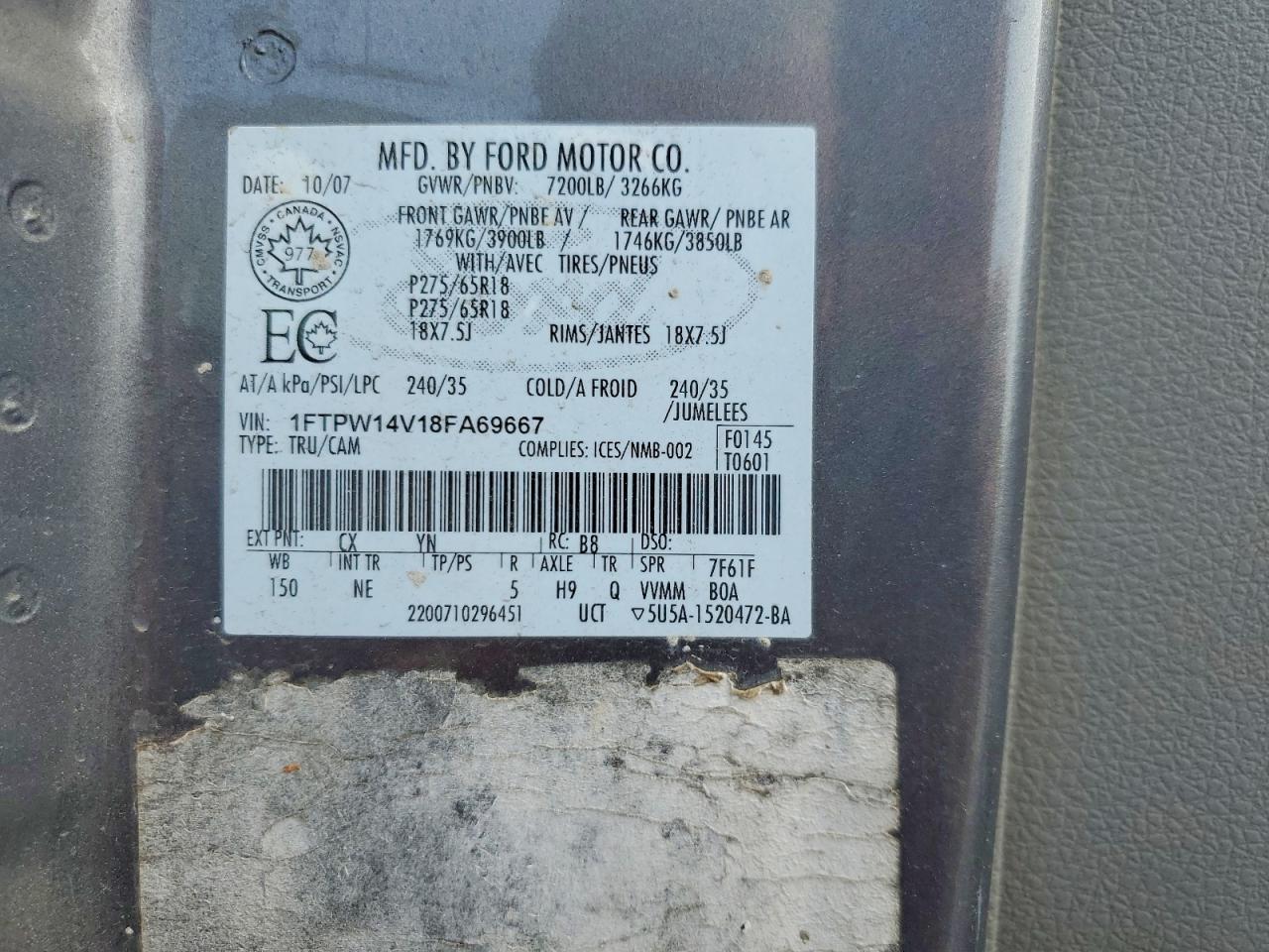 2008 Ford F150 Supercrew Gray vin: 1FTPW14V18FA69667