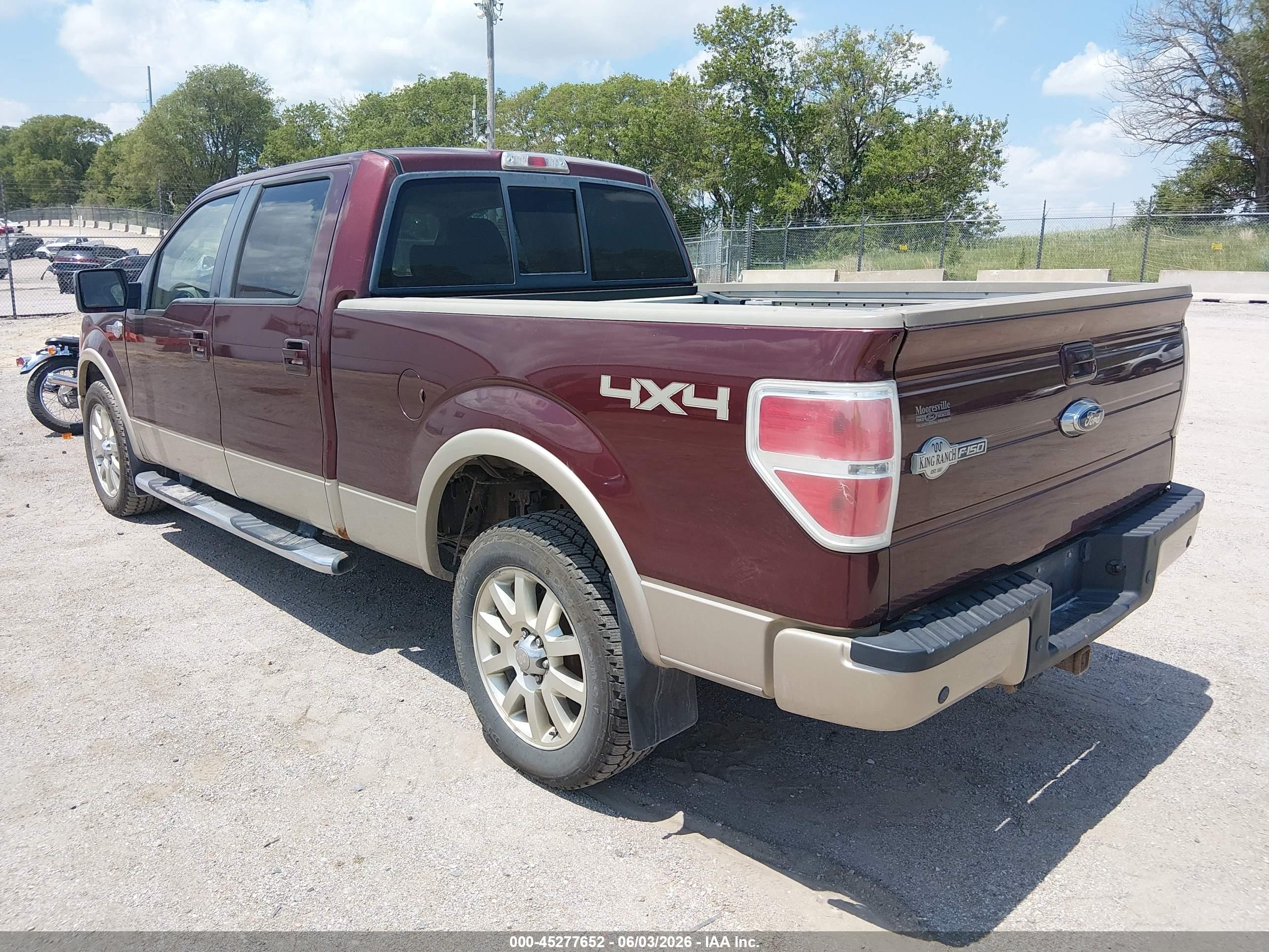 2009 Ford F-150 Fx4/king Ranch/lariat/platinum/xl/xlt Maroon vin: 1FTPW14V19KB98954