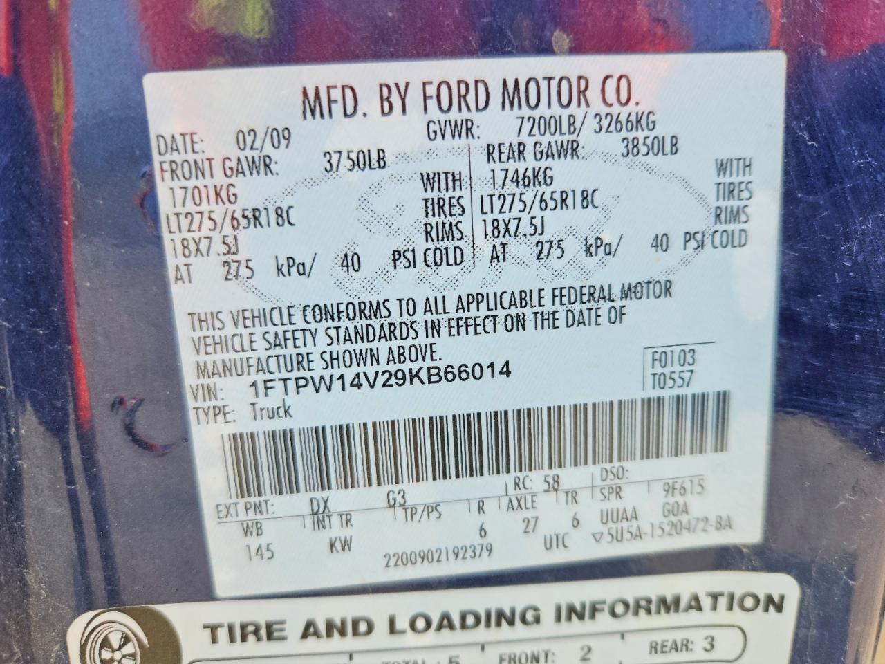 2009 Ford F150 Supercrew Blue vin: 1FTPW14V29KB66014