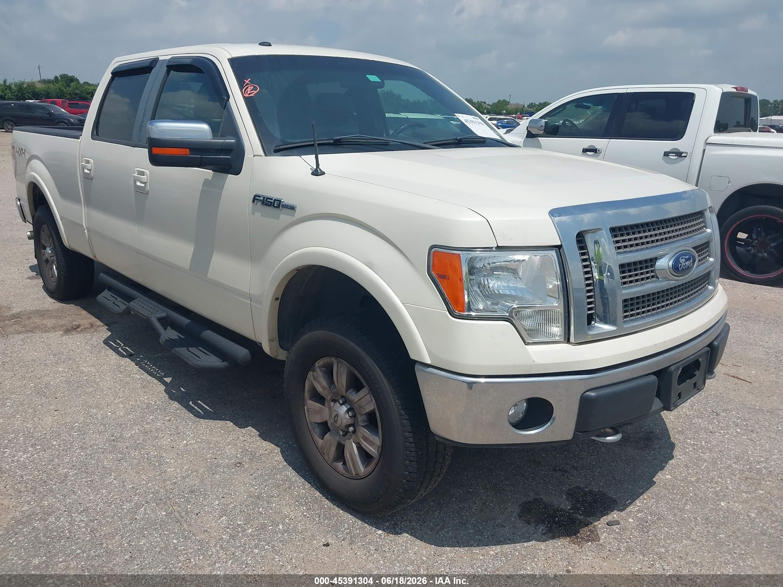 2009 Ford F-150 Lariat White vin: 1FTPW14V39FA66285