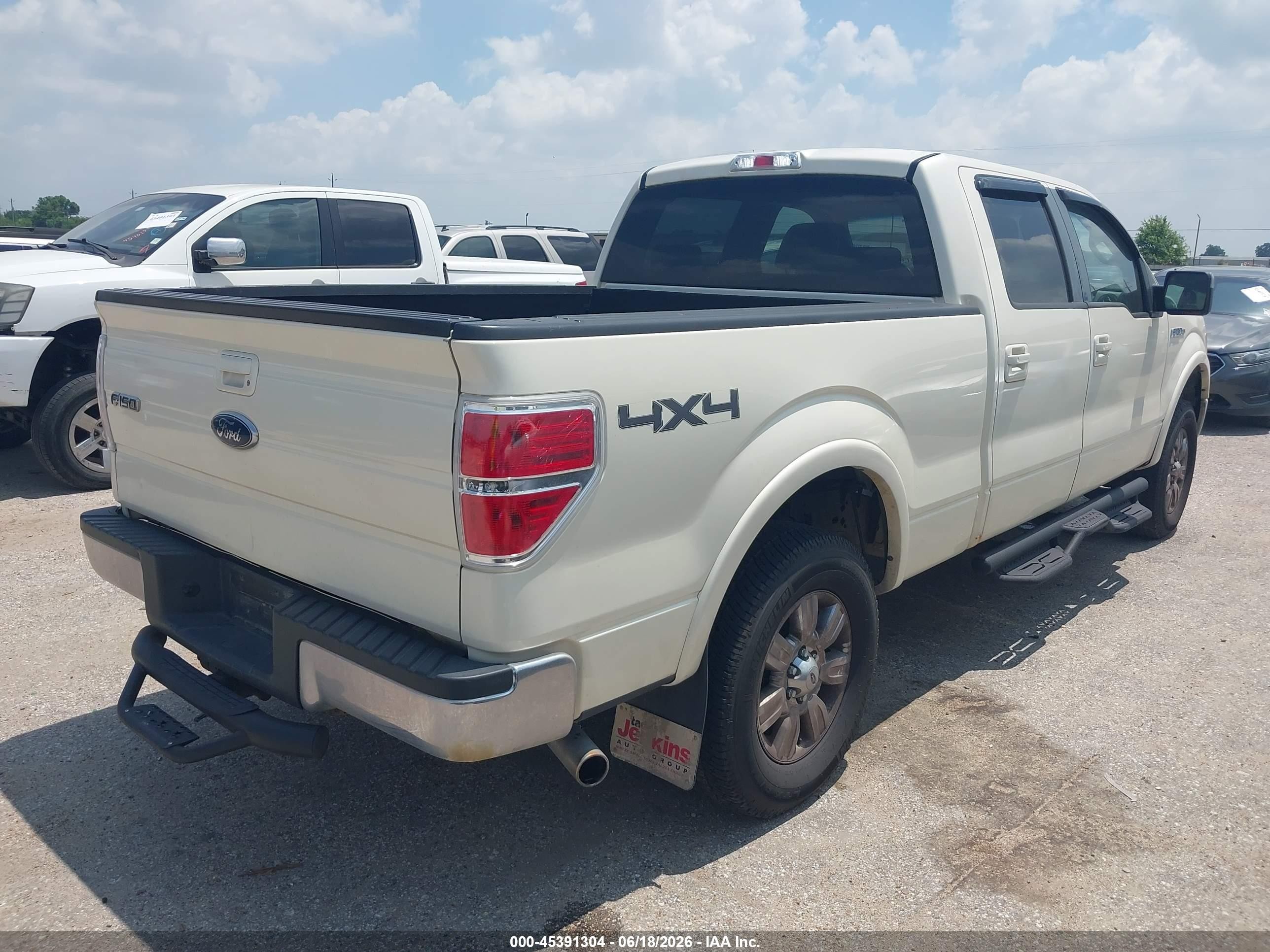2009 Ford F-150 Lariat White vin: 1FTPW14V39FA66285