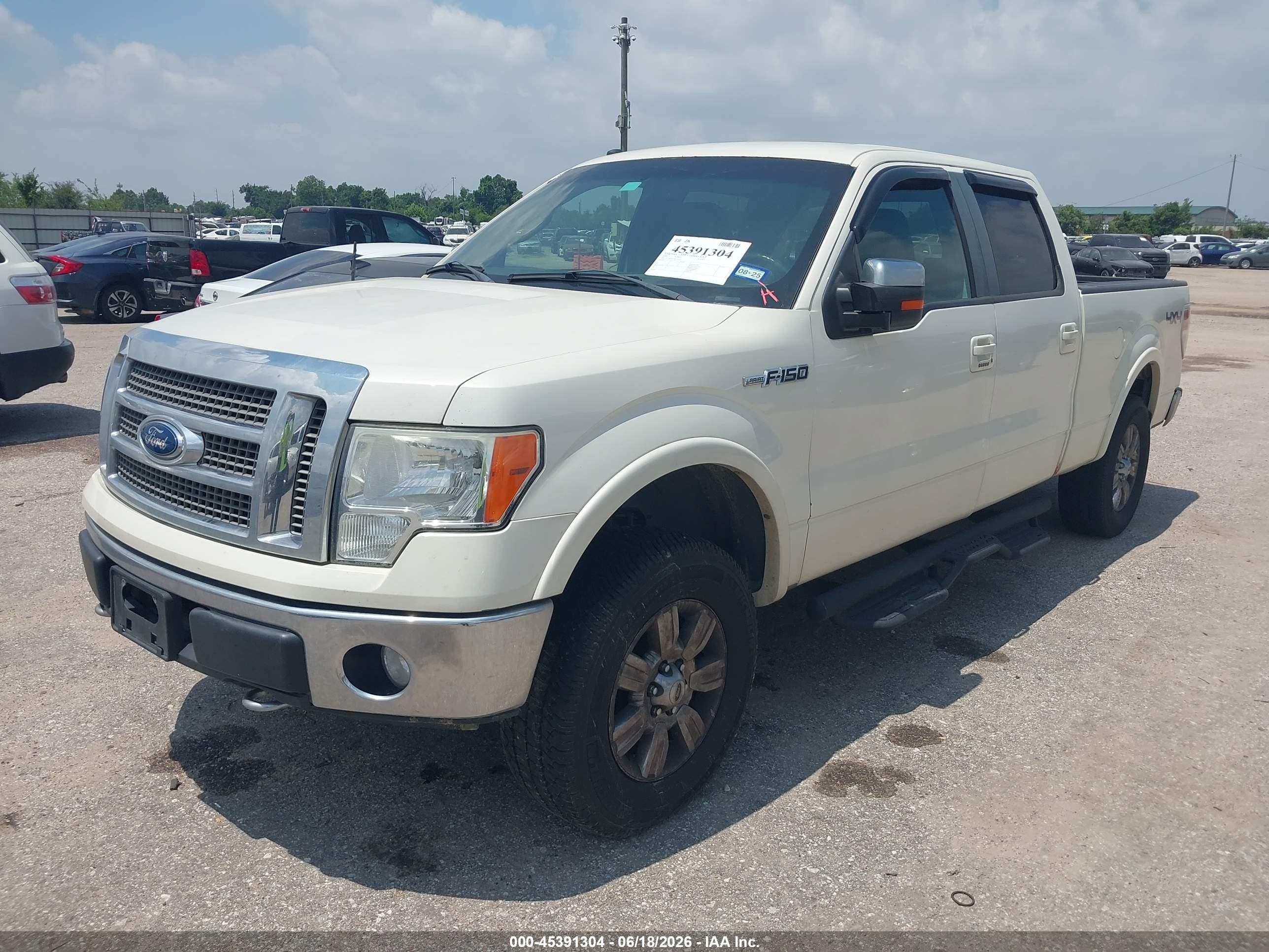 2009 Ford F-150 Lariat White vin: 1FTPW14V39FA66285