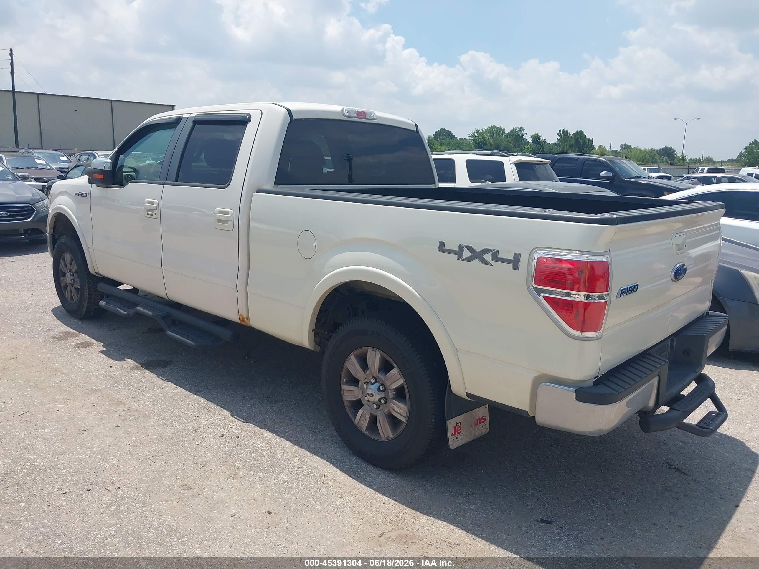 2009 Ford F-150 Lariat White vin: 1FTPW14V39FA66285