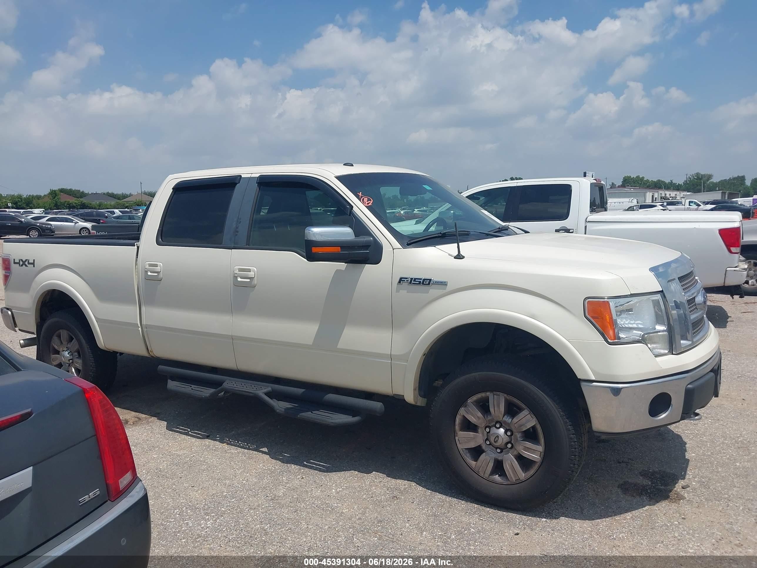 2009 Ford F-150 Lariat White vin: 1FTPW14V39FA66285