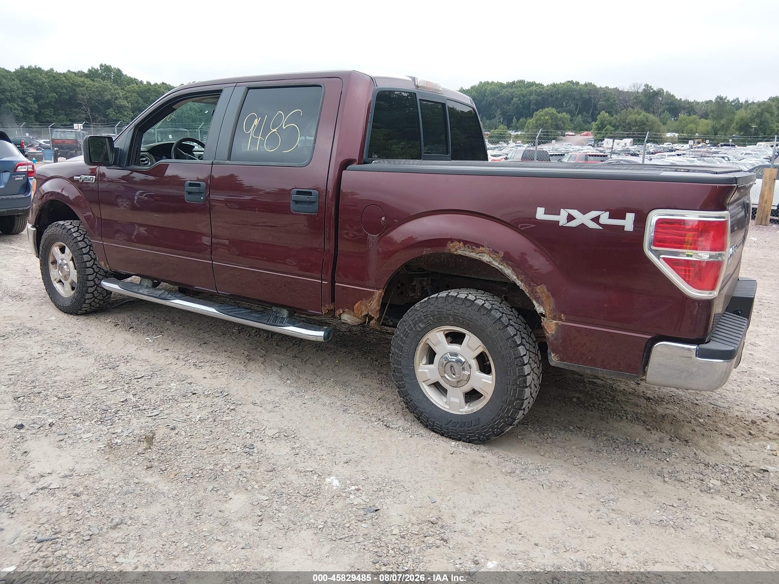 2009 Ford F-150 Fx4/king Ranch/lariat/platinum/xl/xlt Maroon vin: 1FTPW14V49KC62551
