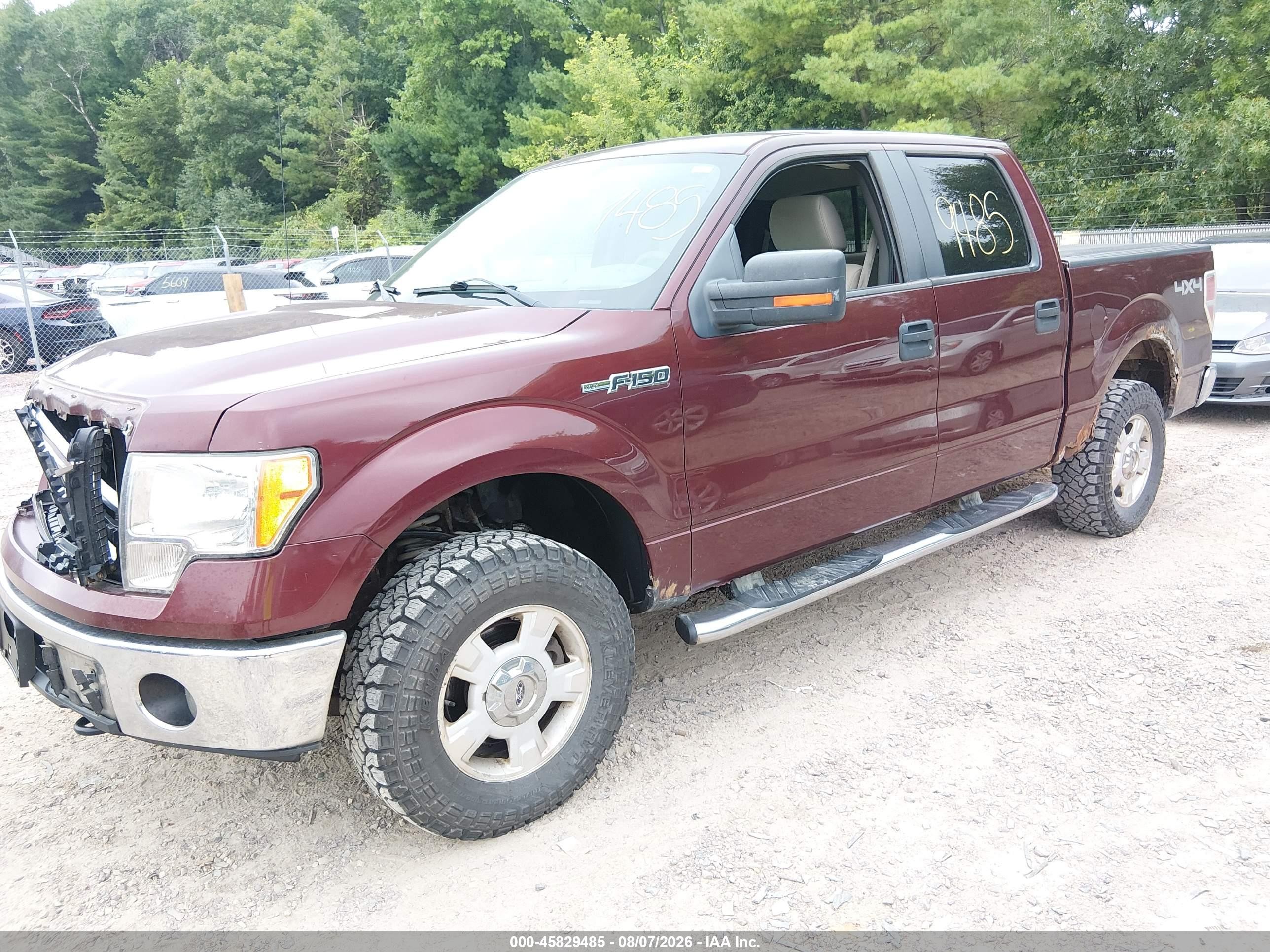 2009 Ford F-150 Fx4/king Ranch/lariat/platinum/xl/xlt Maroon vin: 1FTPW14V49KC62551
