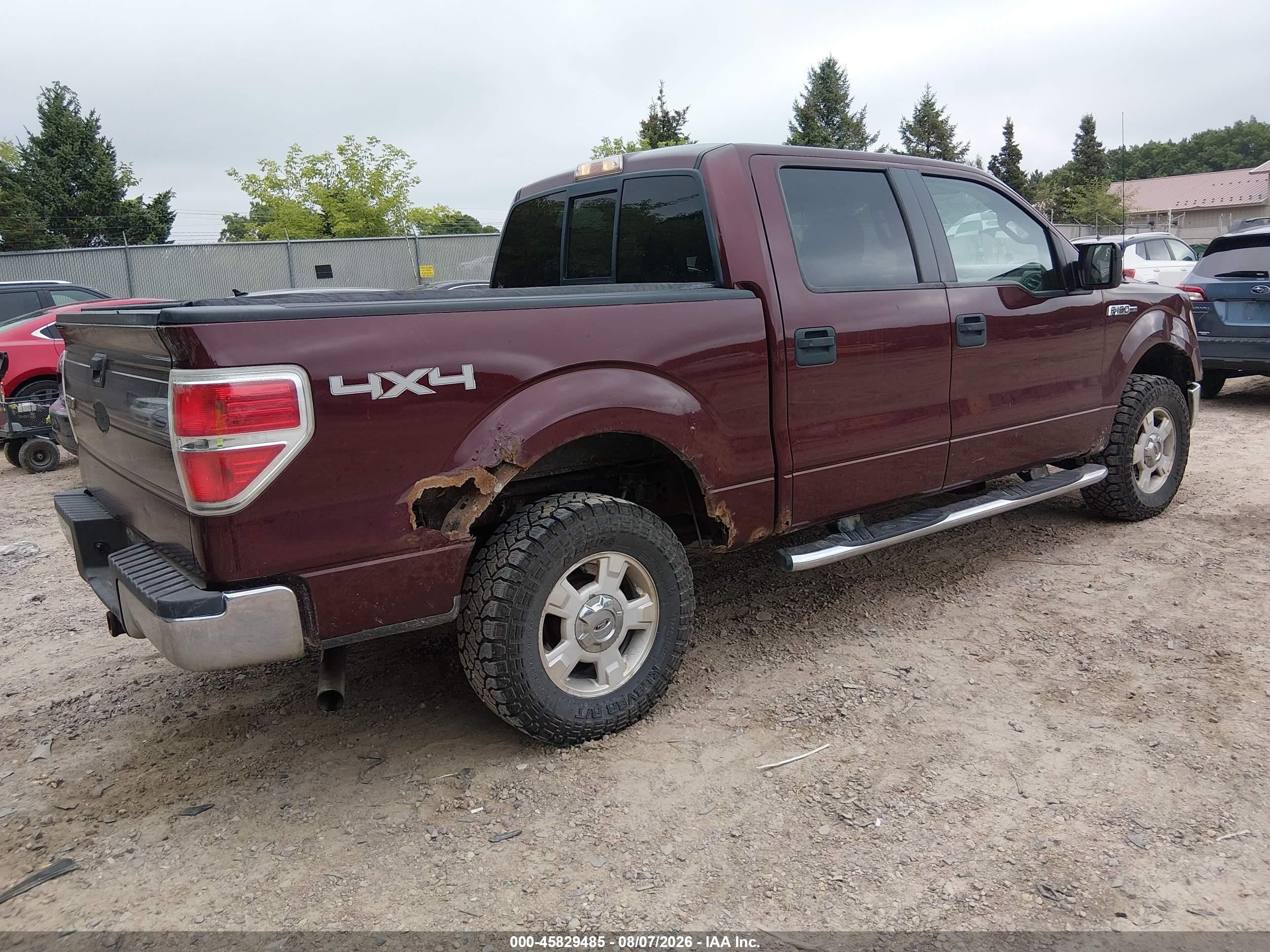 2009 Ford F-150 Fx4/king Ranch/lariat/platinum/xl/xlt Maroon vin: 1FTPW14V49KC62551