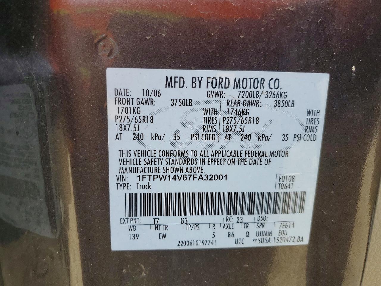 2007 Ford F150 Supercrew Gray vin: 1FTPW14V67FA32001