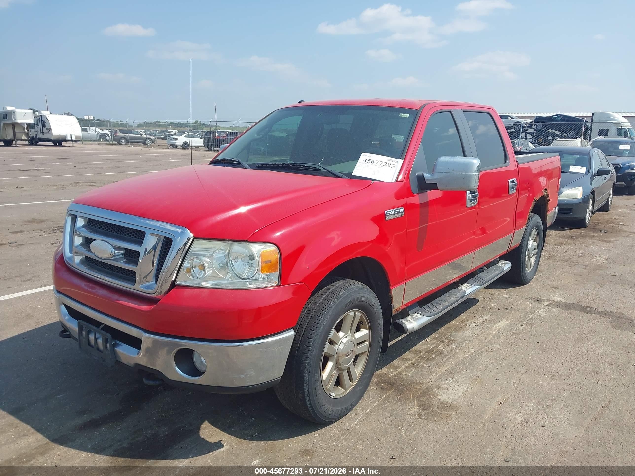 2008 Ford F-150 60th Anniversary/fx4/king Ranch/lariat/xlt Red vin: 1FTPW14V78FA44305