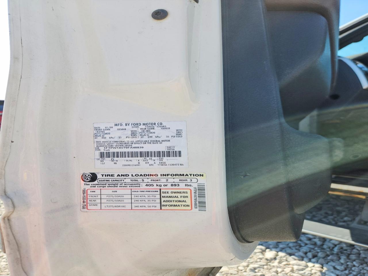 2009 Ford F150 Supercrew White vin: 1FTPW14V79FA48839