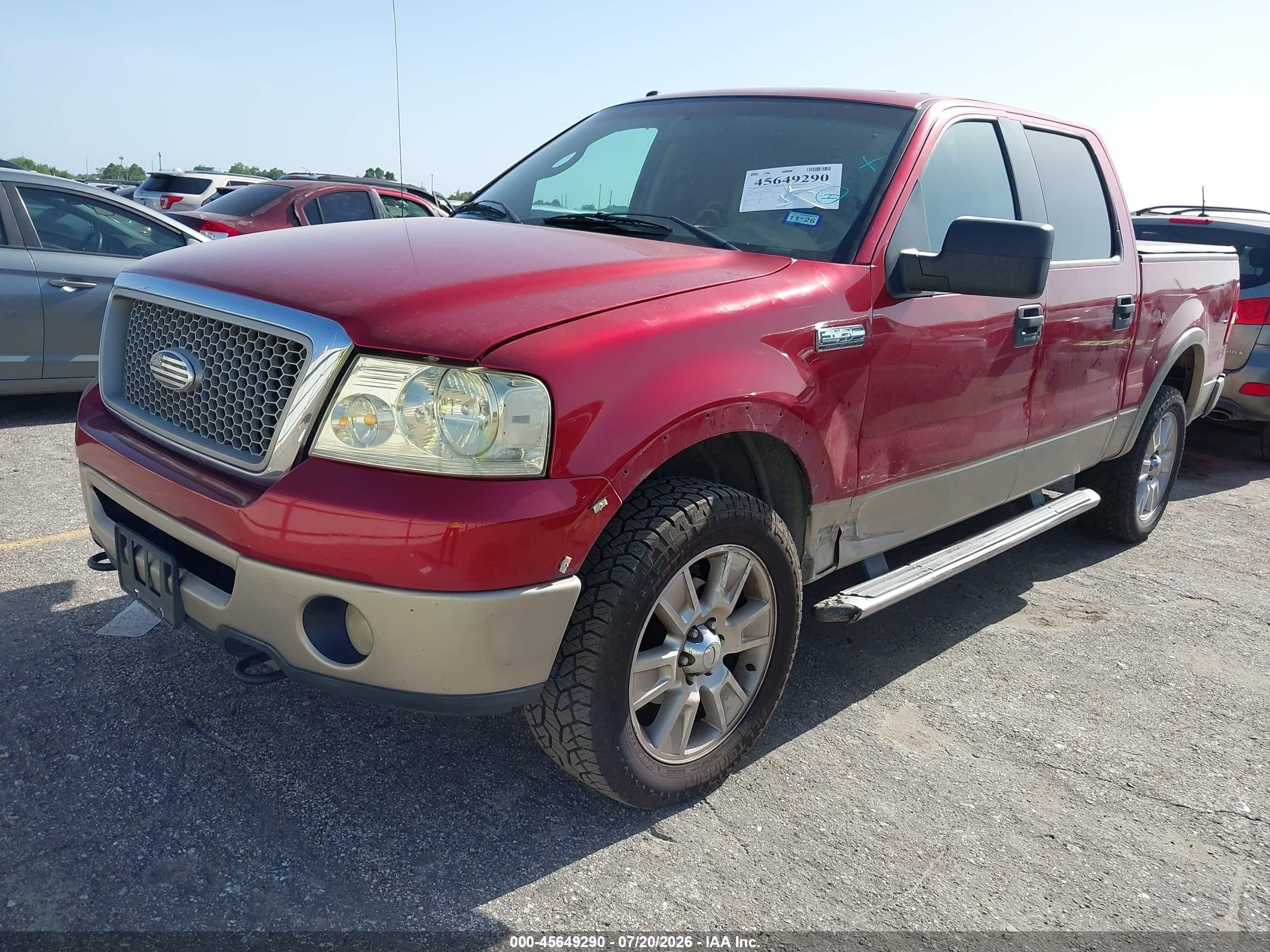 2007 Ford F-150 Fx4/lariat/xlt Red vin: 1FTPW14V87FA58731