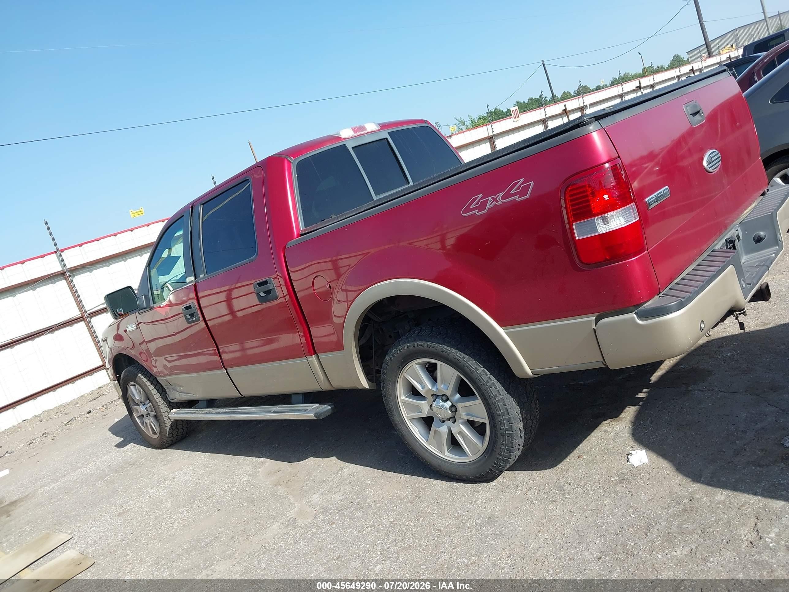 2007 Ford F-150 Fx4/lariat/xlt Red vin: 1FTPW14V87FA58731