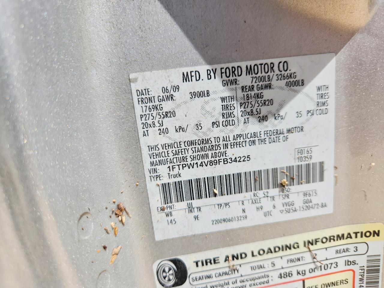 2009 Ford F150 Supercrew Серебряный vin: 1FTPW14V89FB34225