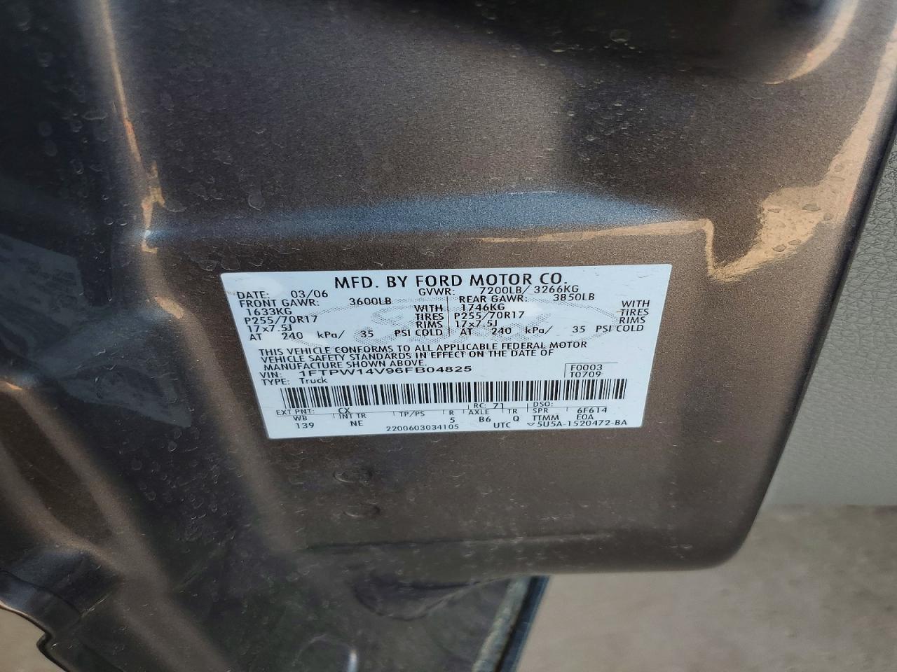 2006 Ford F150 Supercrew Gray vin: 1FTPW14V96FB04825