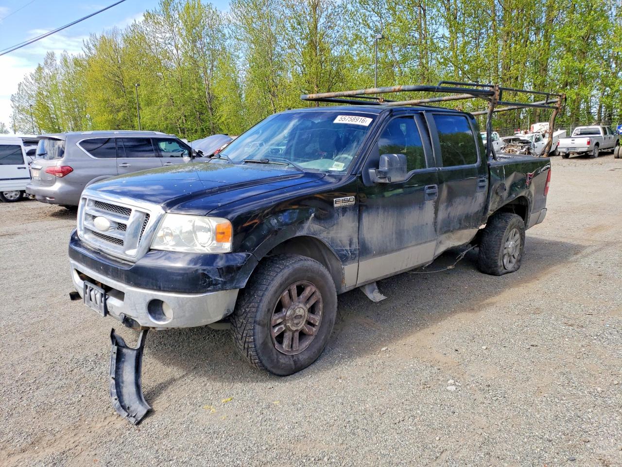 2007 Ford F150 Supercrew Black vin: 1FTPW14VX7FB88526