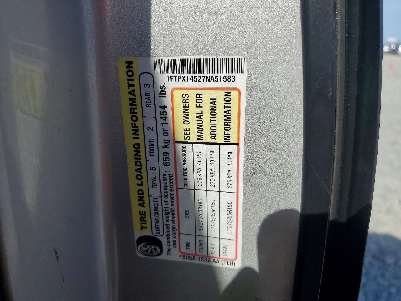 2007 Ford F150 Silver vin: 1FTPX14527NA51583