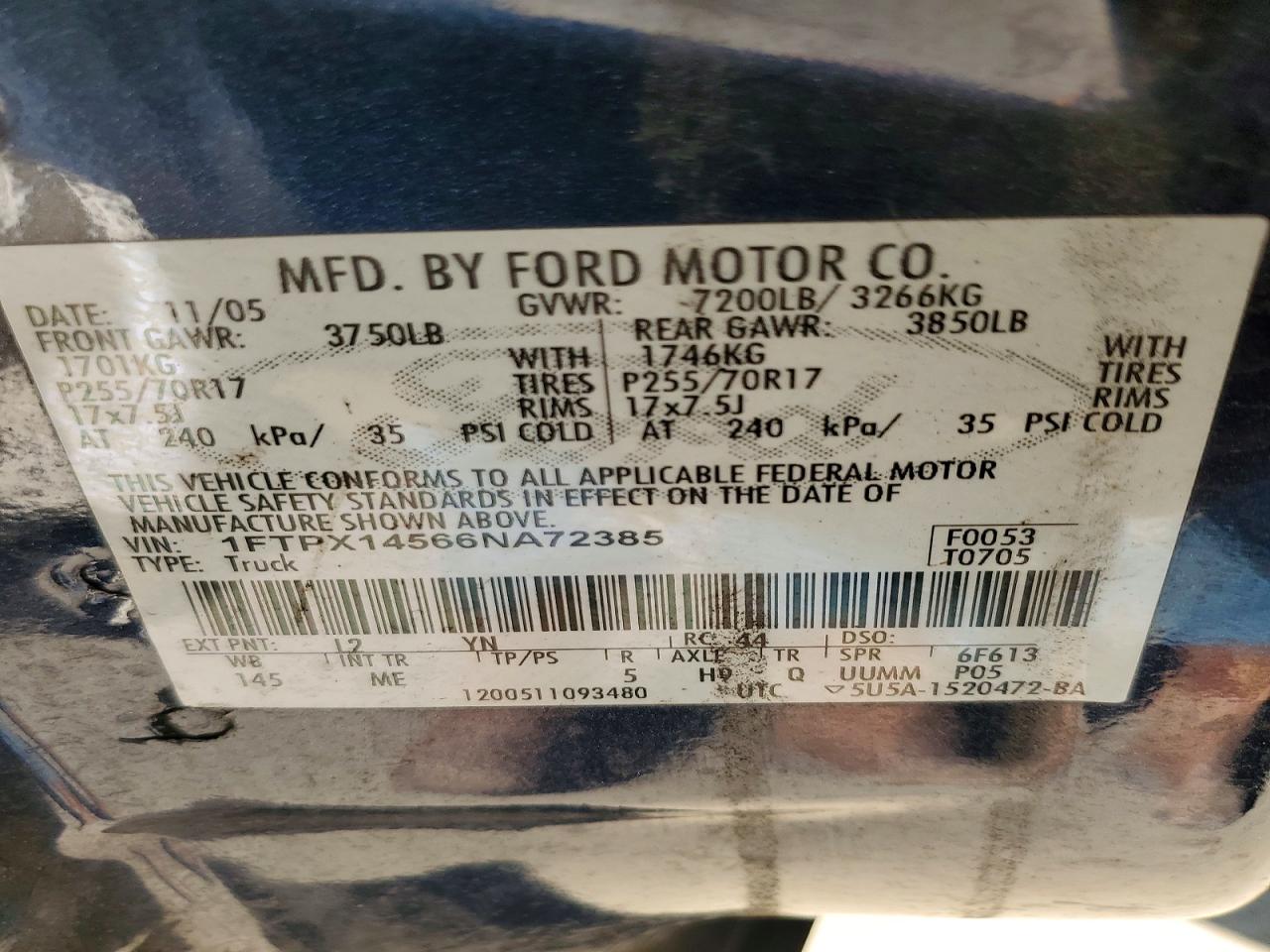 2006 Ford F150 Two Tone vin: 1FTPX14566NA72385