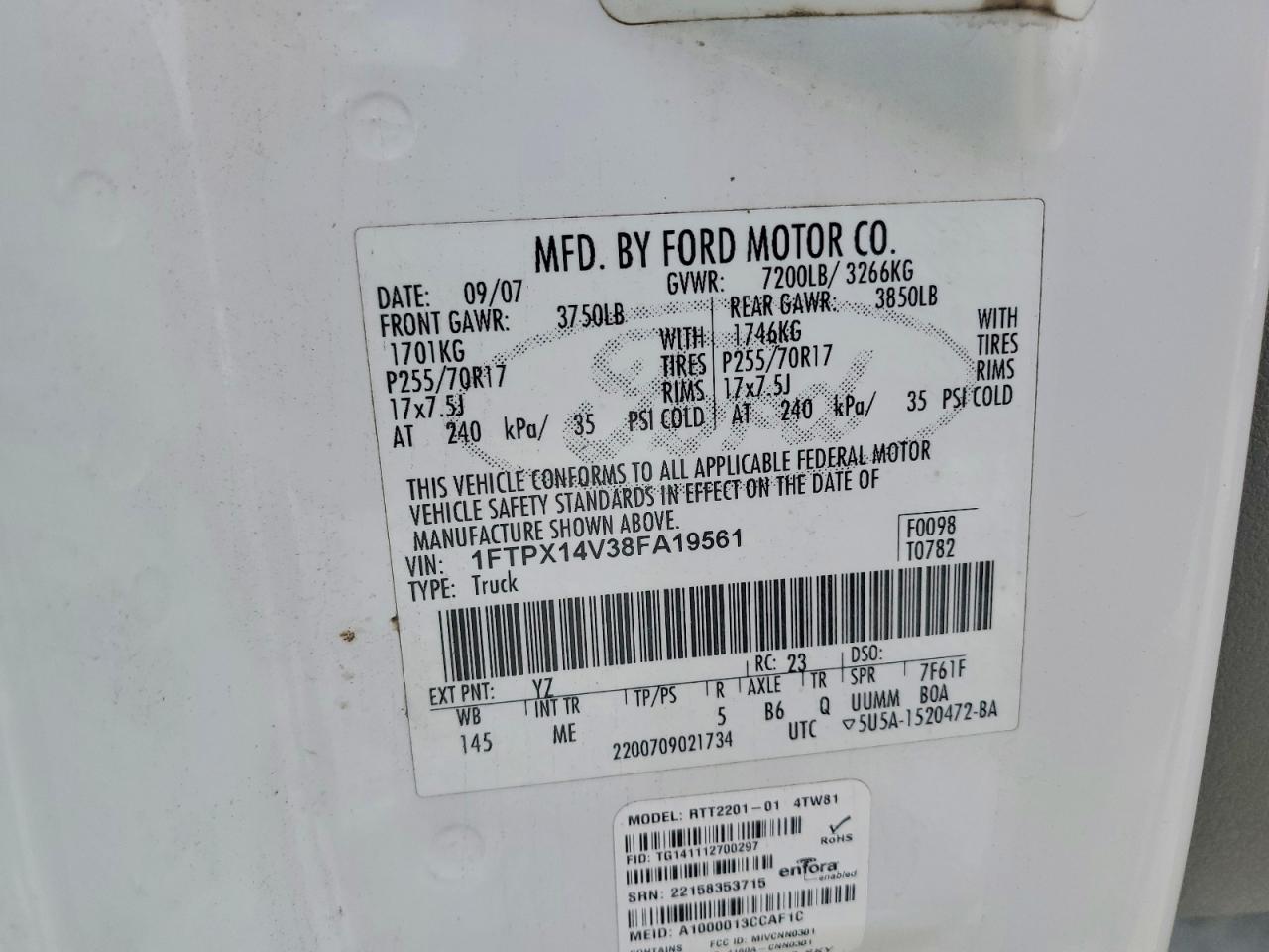 2008 Ford F150 Green vin: 1FTPX14V38FA19561