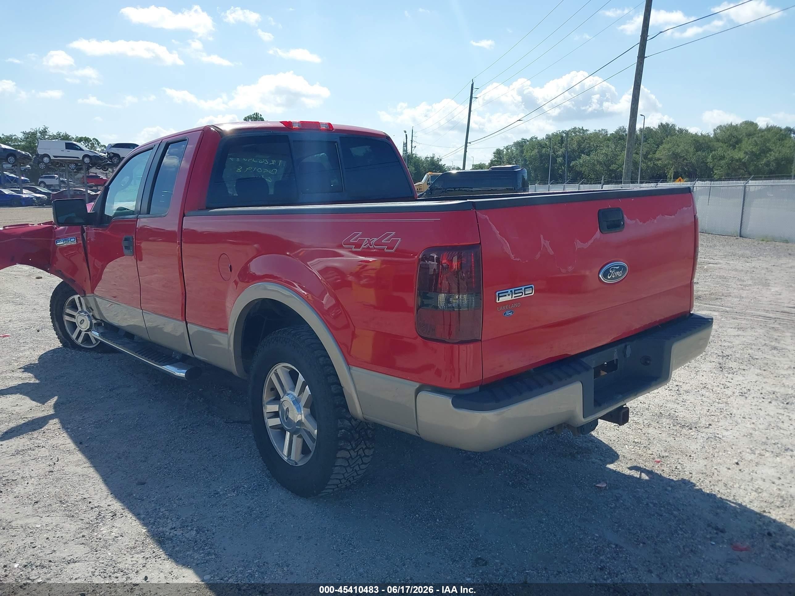 2008 Ford F-150 Lariat Red vin: 1FTPX14V78FB50198
