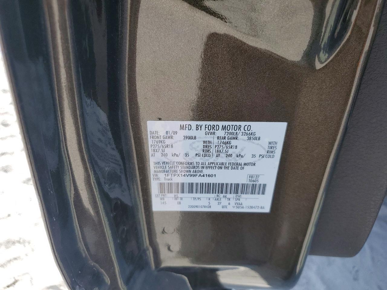 2009 Ford F150 Super Cab Charcoal vin: 1FTPX14V99FA41601