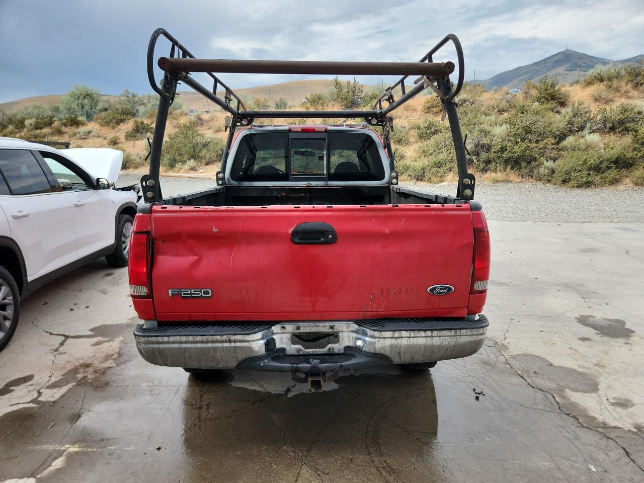 1998 Ford F250 Red vin: 1FTPX28L4WKA85426 Damage: Tailgate, Dent(S) W/ Paint Dmg, > 12 Inches