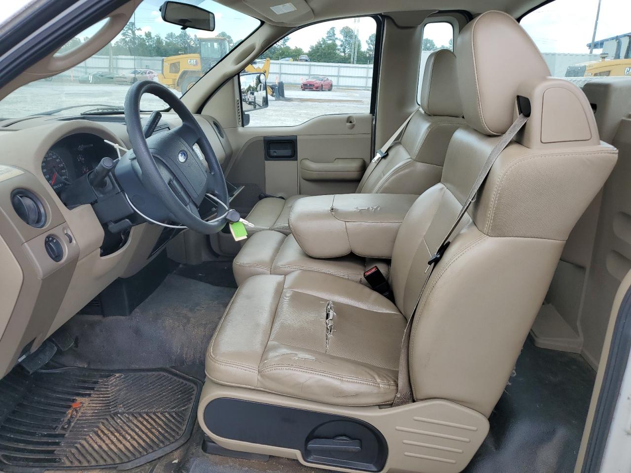 2008 Ford F150 Xl White vin: 1FTRF12298KD52519 Damage: Left Front Seat, Worn, Replacement Required