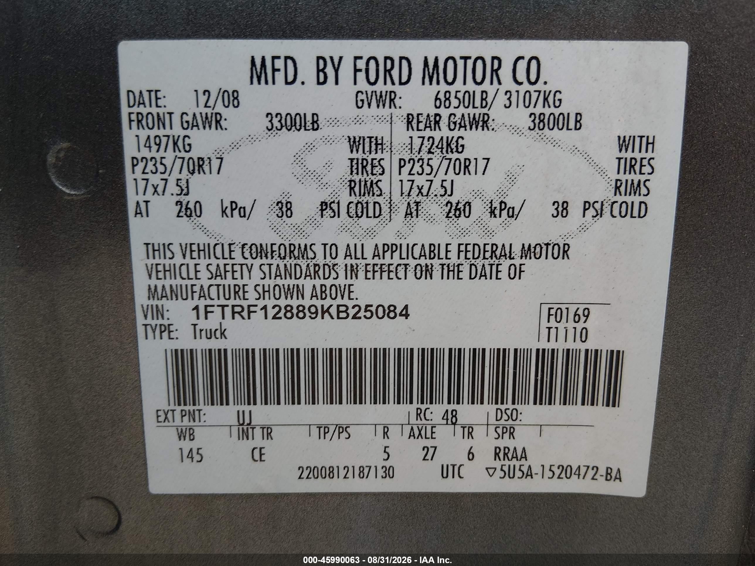 2009 Ford F-150 Xl/xlt Gray vin: 1FTRF12889KB25084